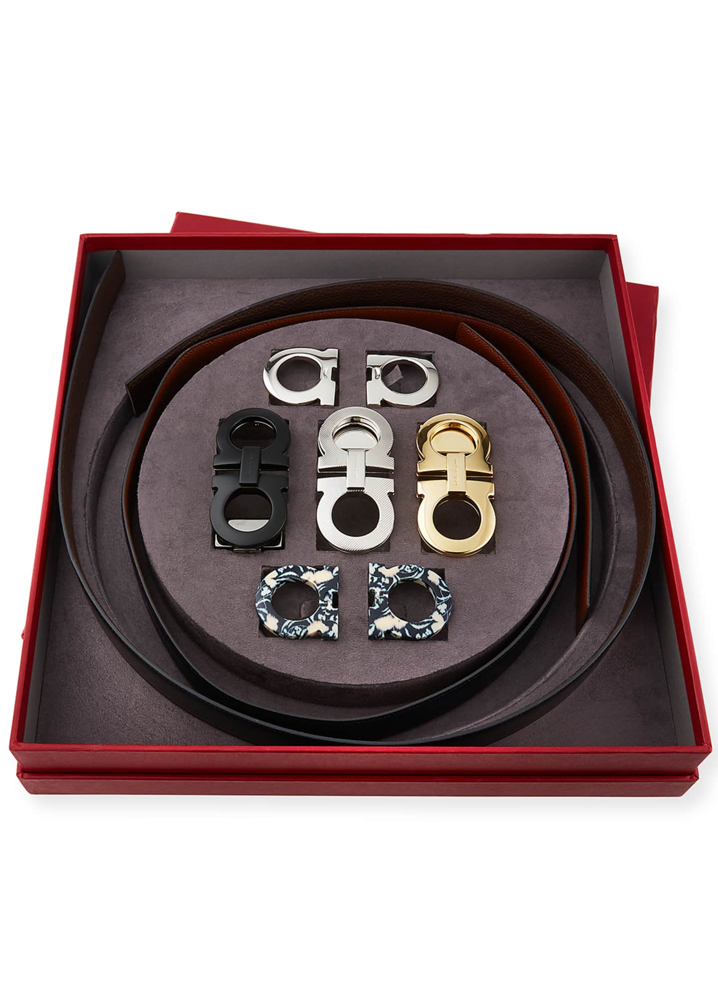 Salvatore Ferragamo Men's Gancini Switch SevenPiece Belt & Buckle Box Gift Set Bergdorf Goodman