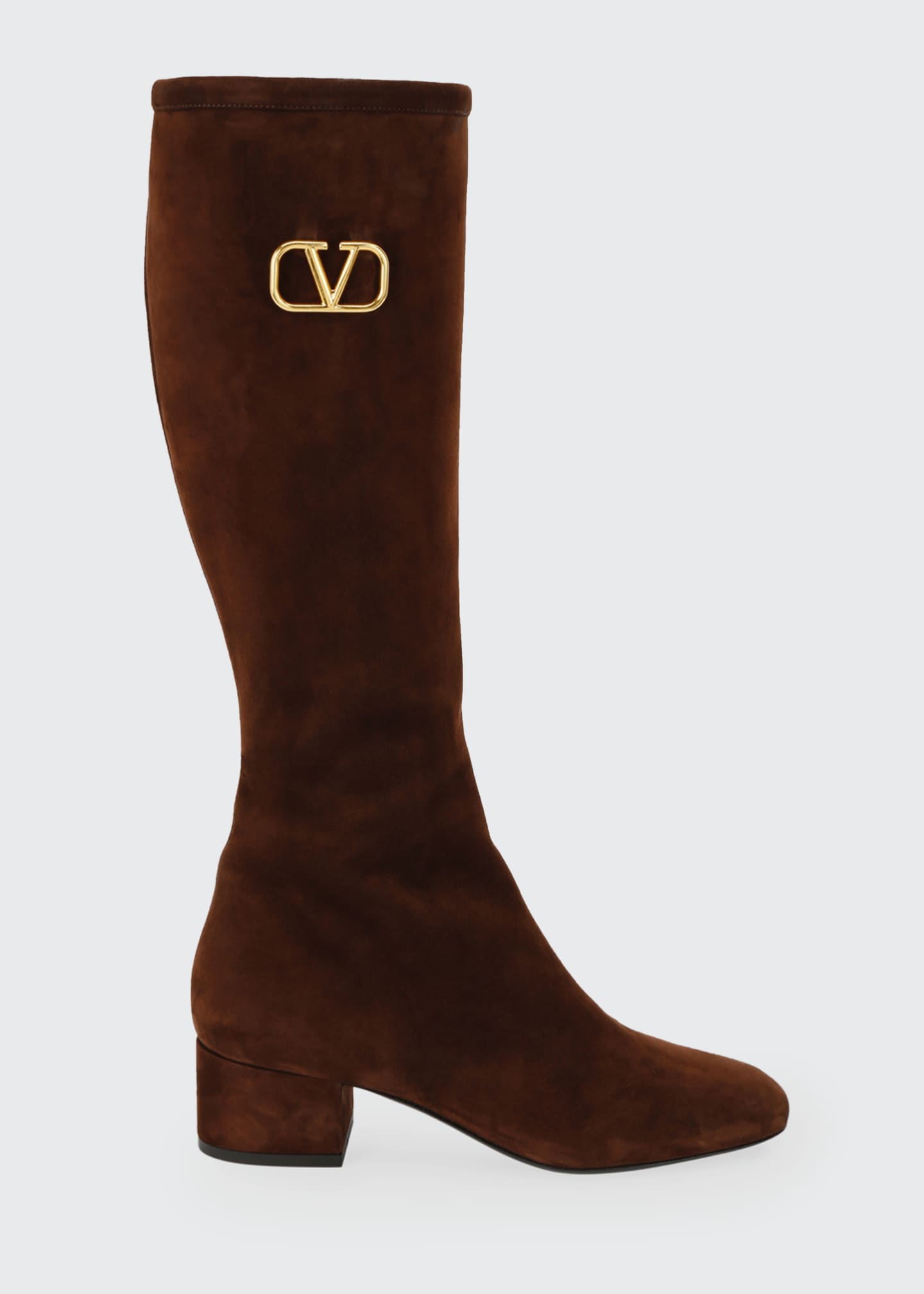 Valentino Garavani V Logo Suede Knee-High Boots - Bergdorf Goodman