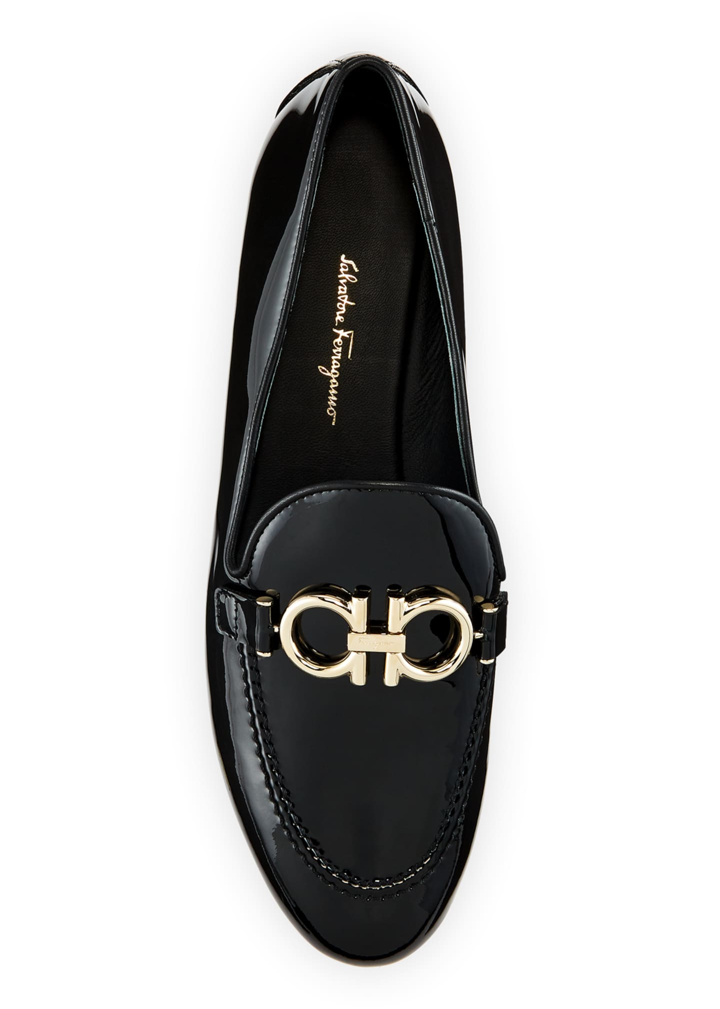 Salvatore Ferragamo Trifoglio Patent Gancini Horsebit Loafers ...