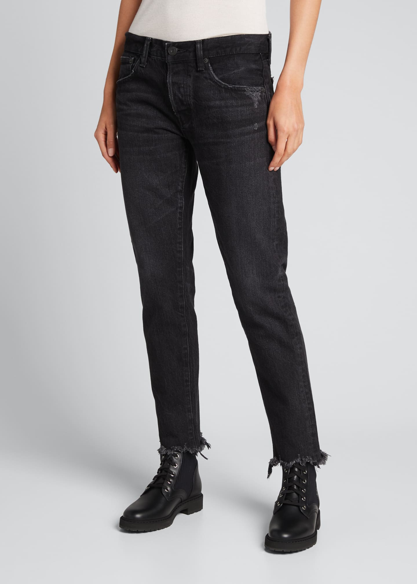 MOUSSY VINTAGE Staley Tapered Ankle Jeans with Shredded Hem - Bergdorf ...