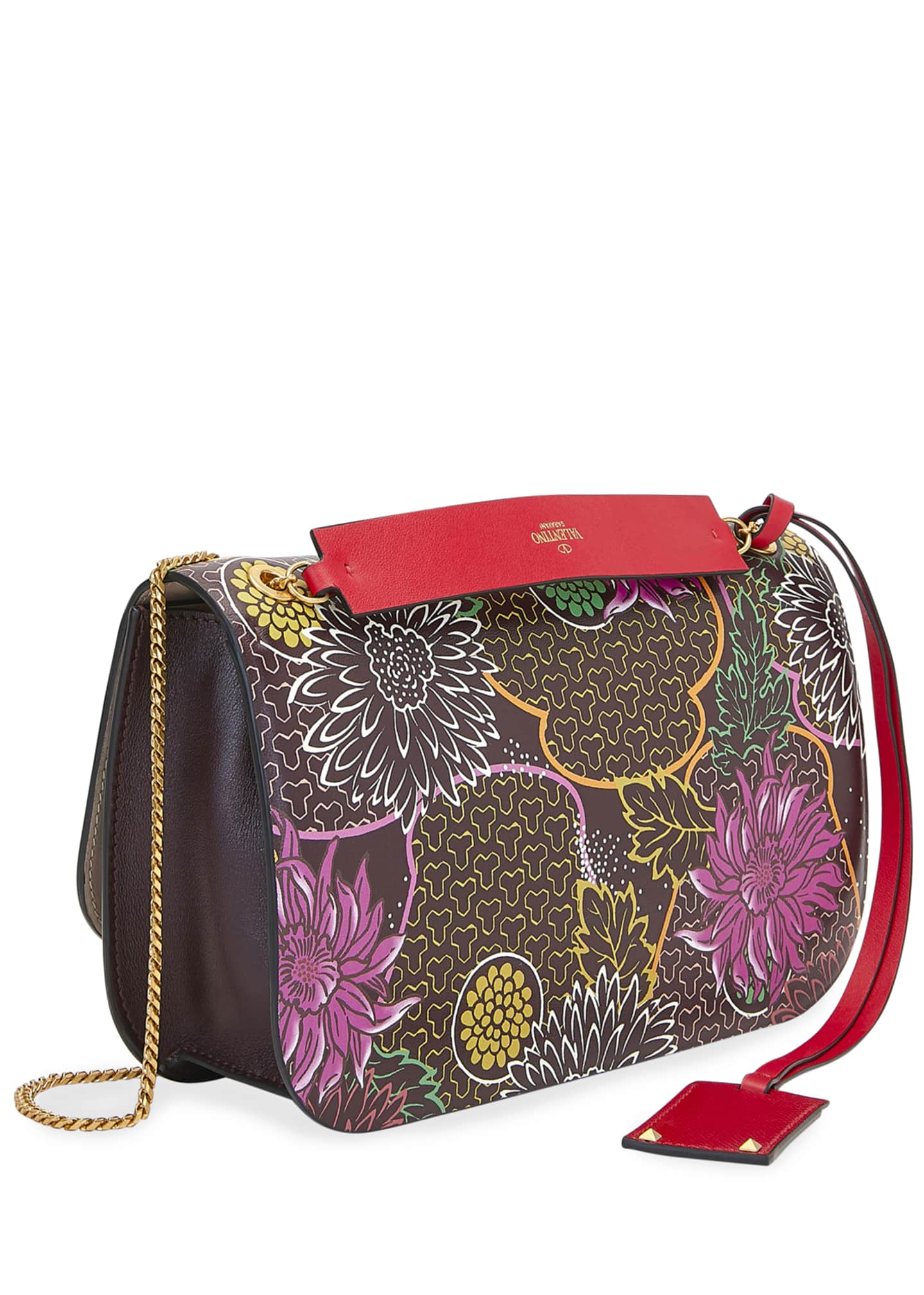 Valentino Garavani VLOCK Flower Shoulder Bag with Snakeskin Logo