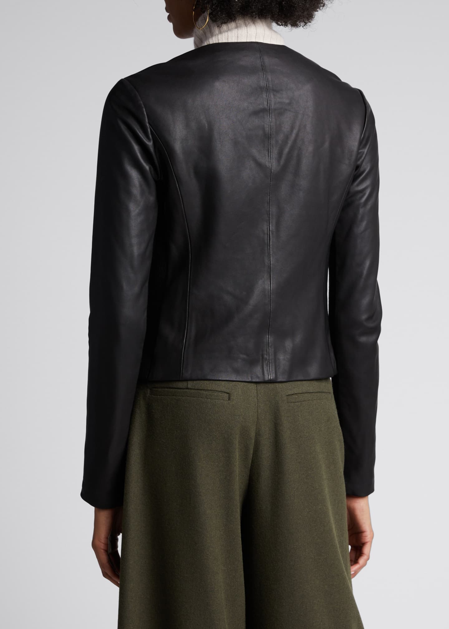 Vince Rib Panel Leather Moto Jacket Bergdorf Goodman