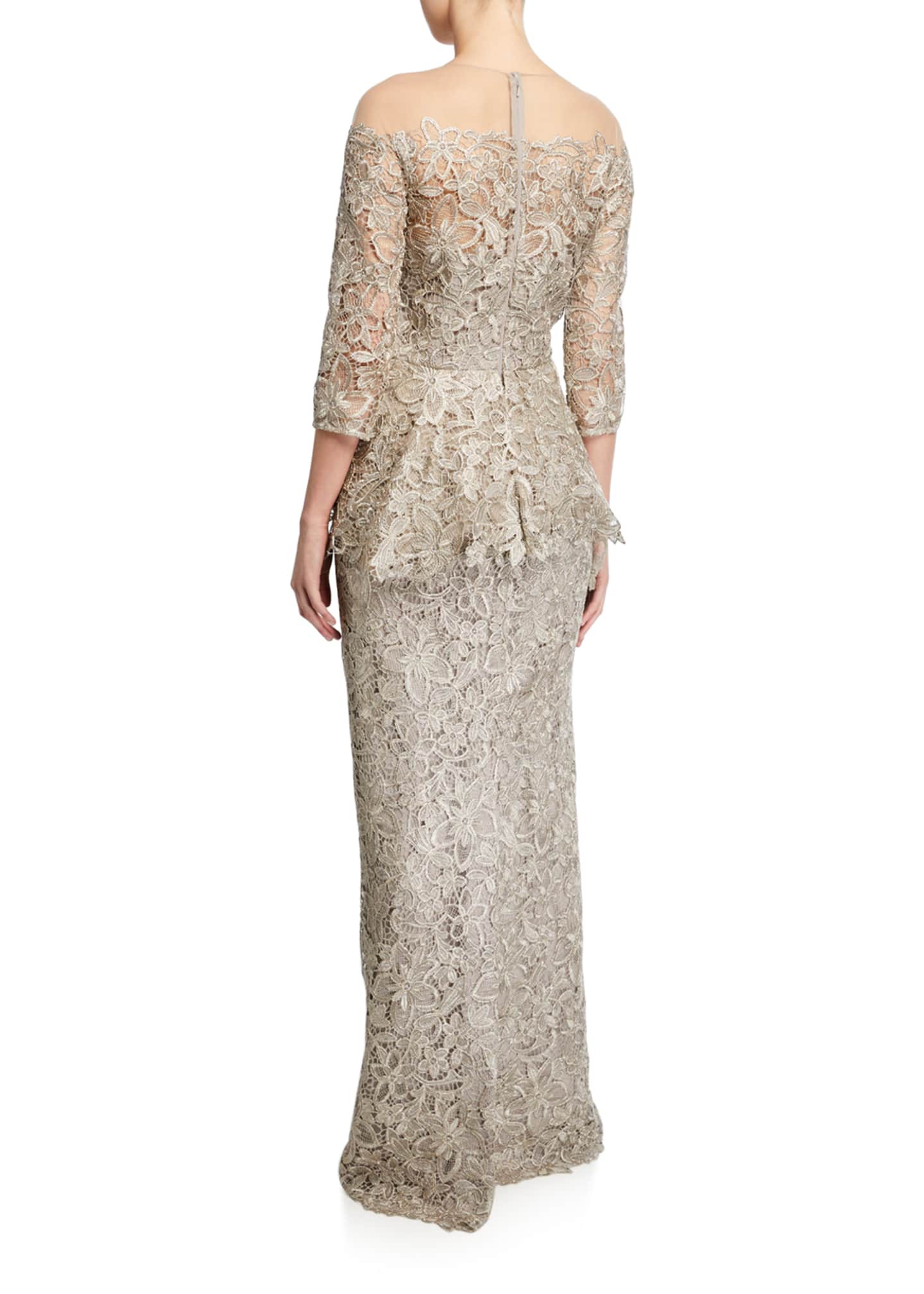 teri jon by rickie freeman embellished lace peplum gown