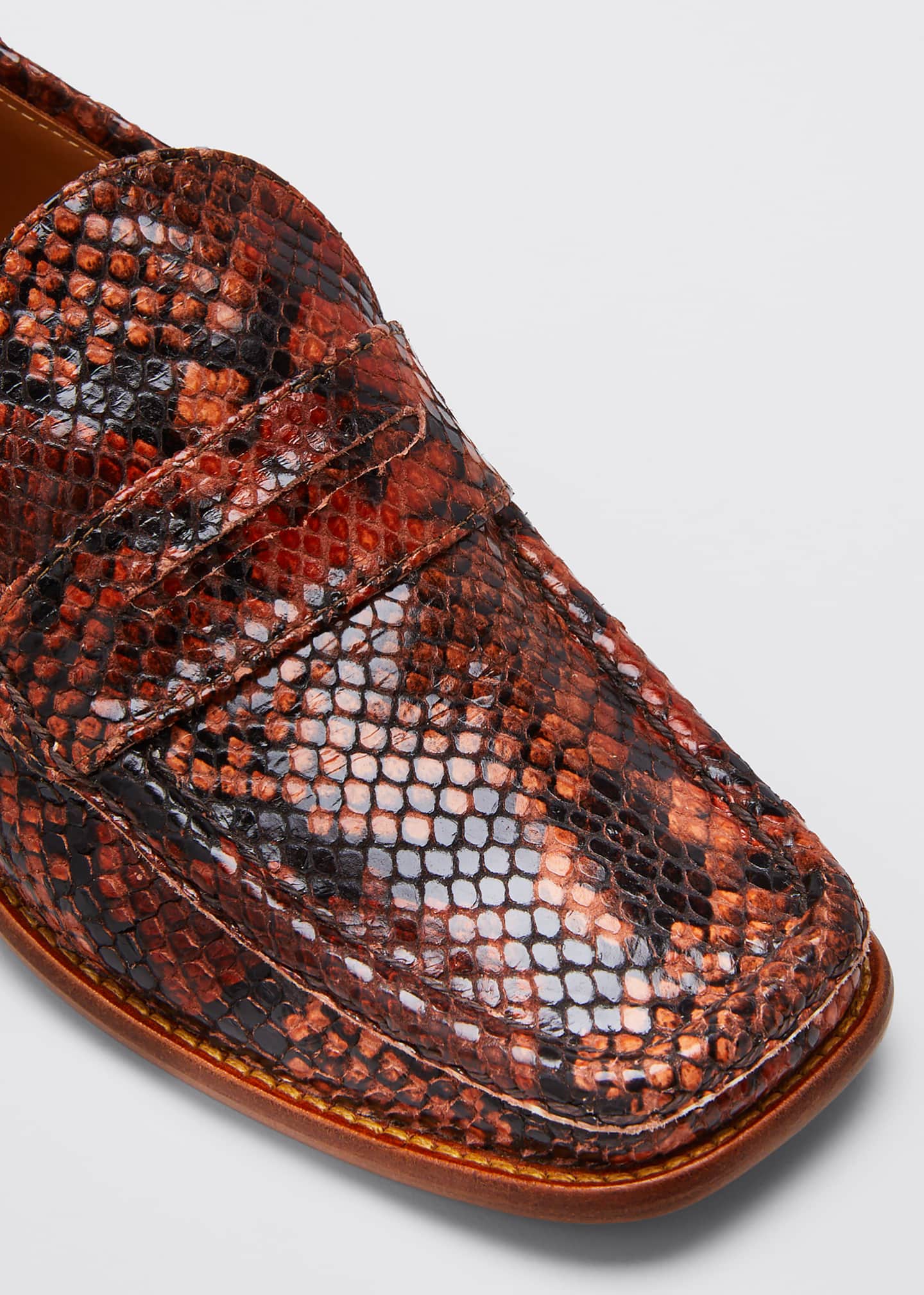 snake print backless loafers