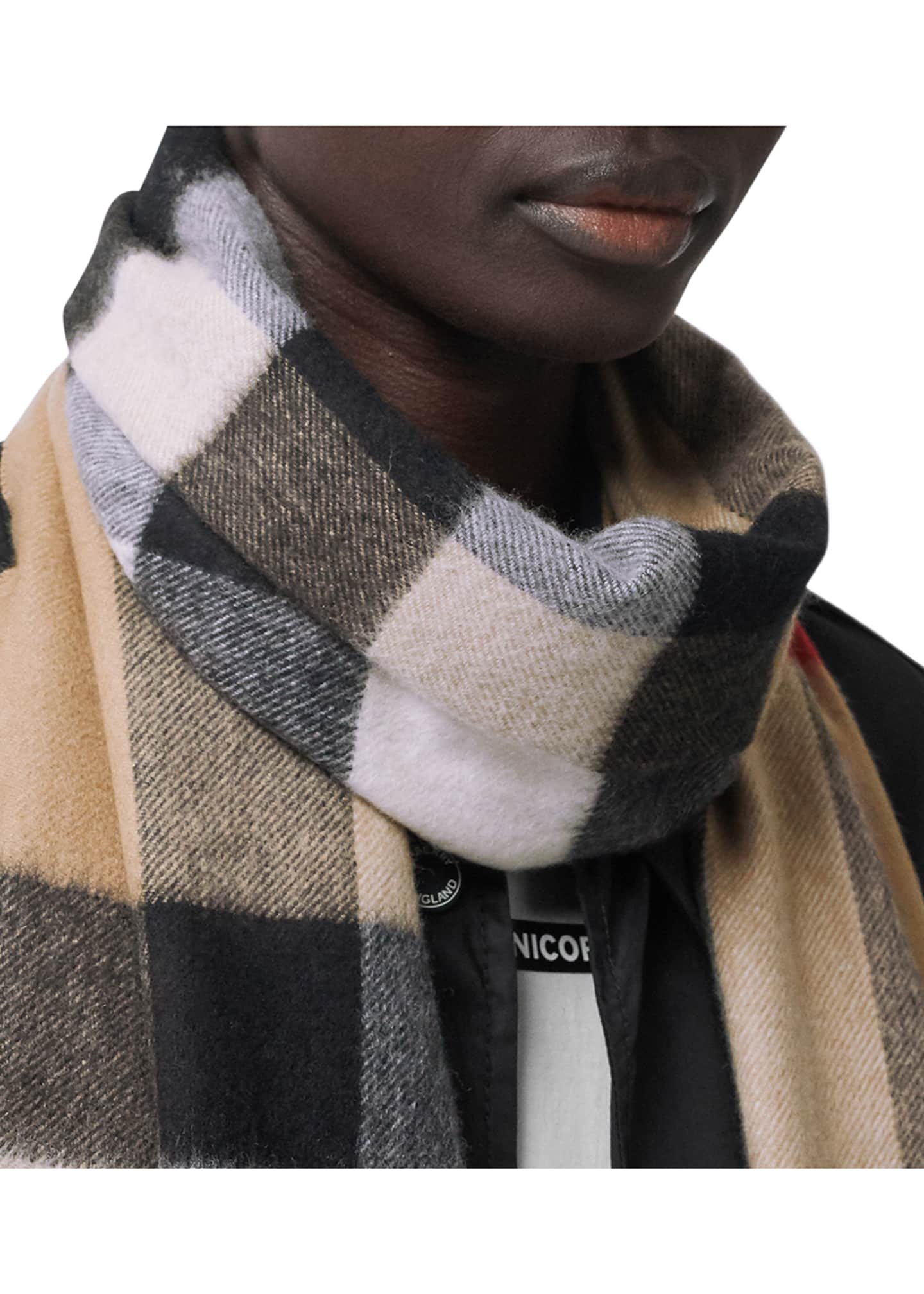 burberry half mega check cashmere scarf
