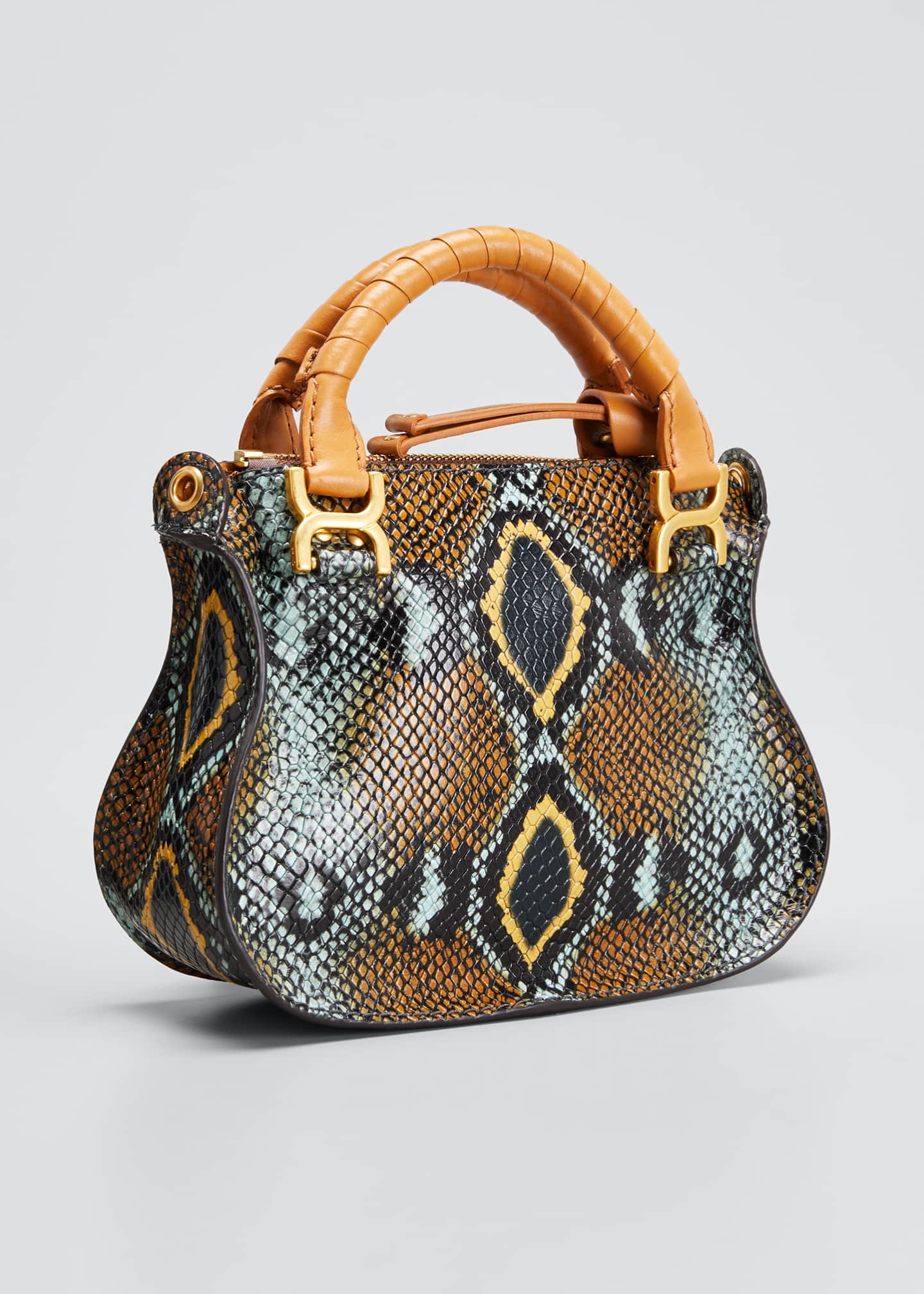 Chloe Marcie Mini PythonEmbossed DoubleCarry Satchel Bag Bergdorf