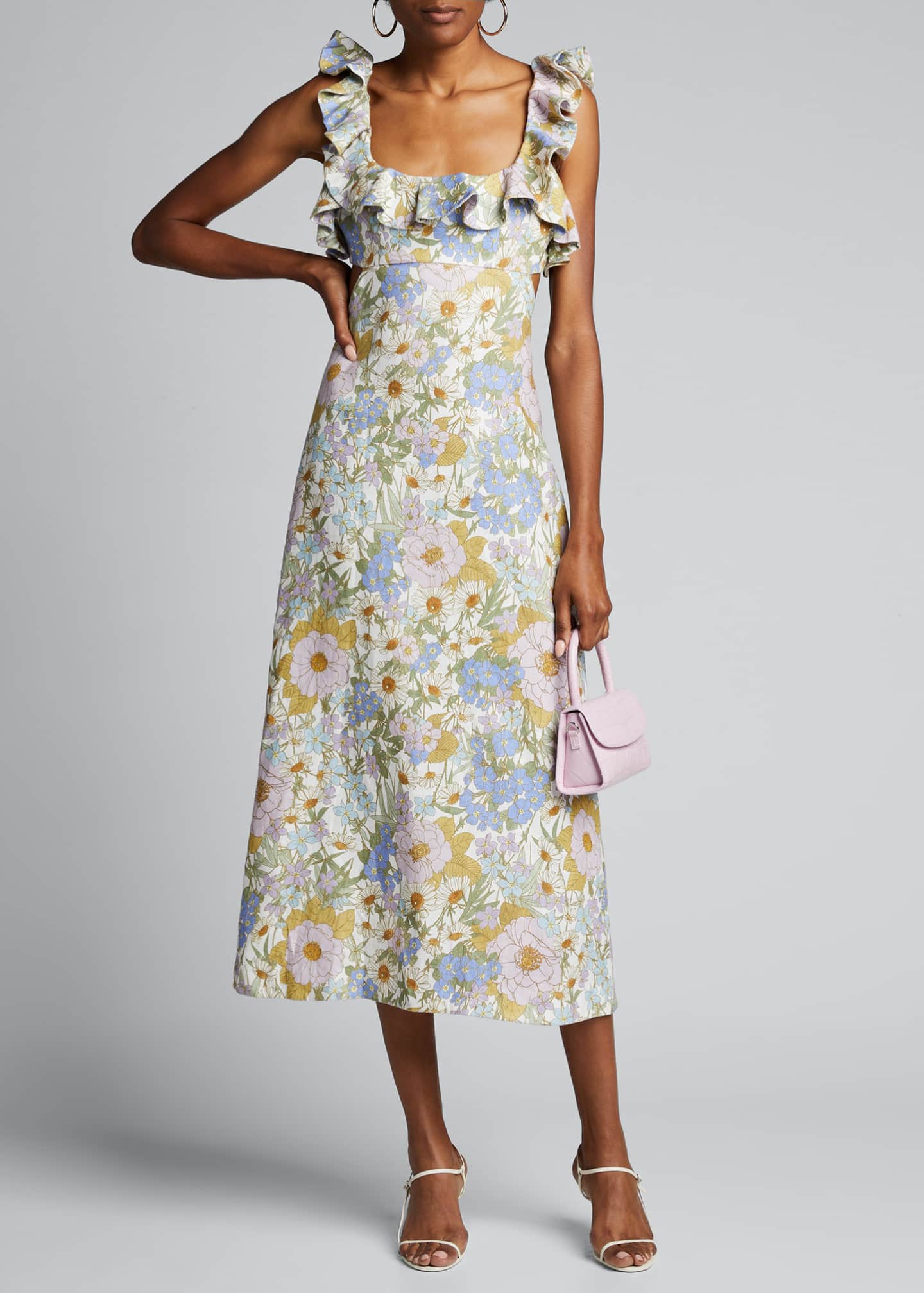 Zimmermann Super Eight Frilled Floral Midi Dress Bergdorf Goodman