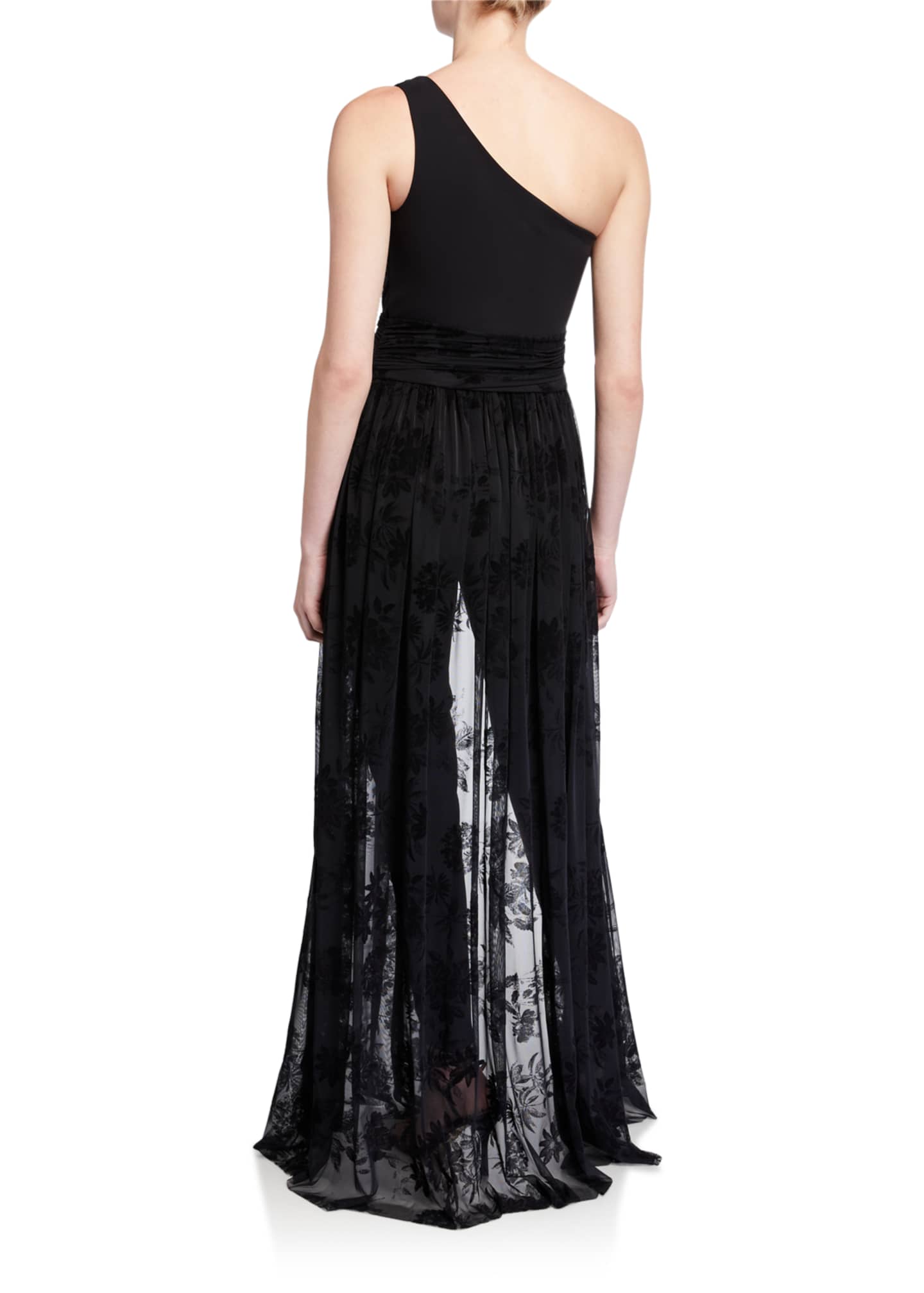 Chiara Boni La Petite Robe OneShoulder Jumpsuit with Velvet Floral