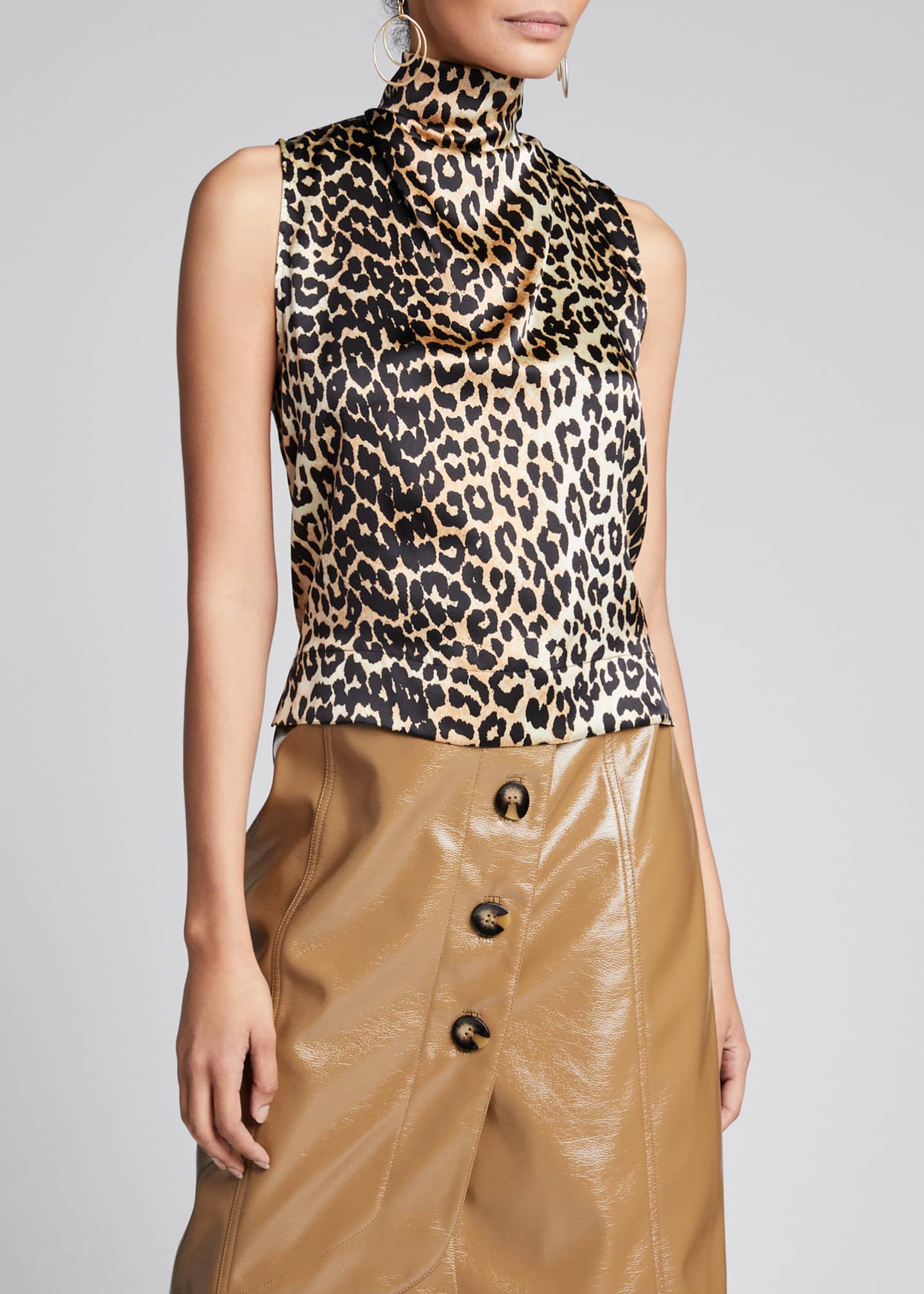 high neck leopard print blouse