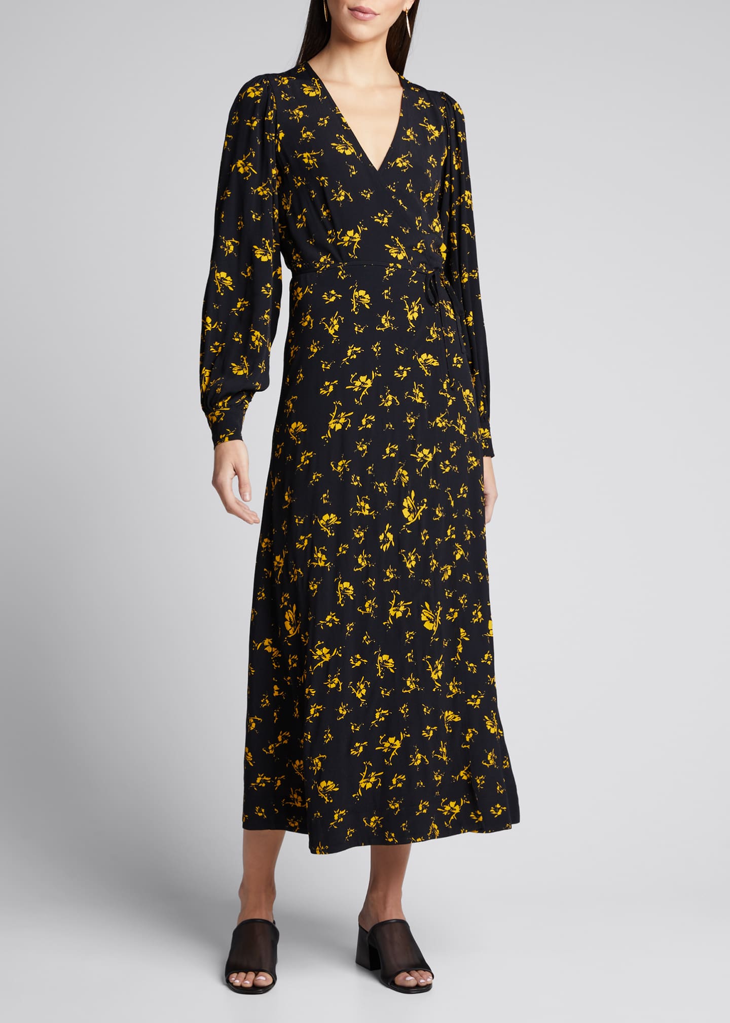 Ganni emory crepe wrap dress clearance