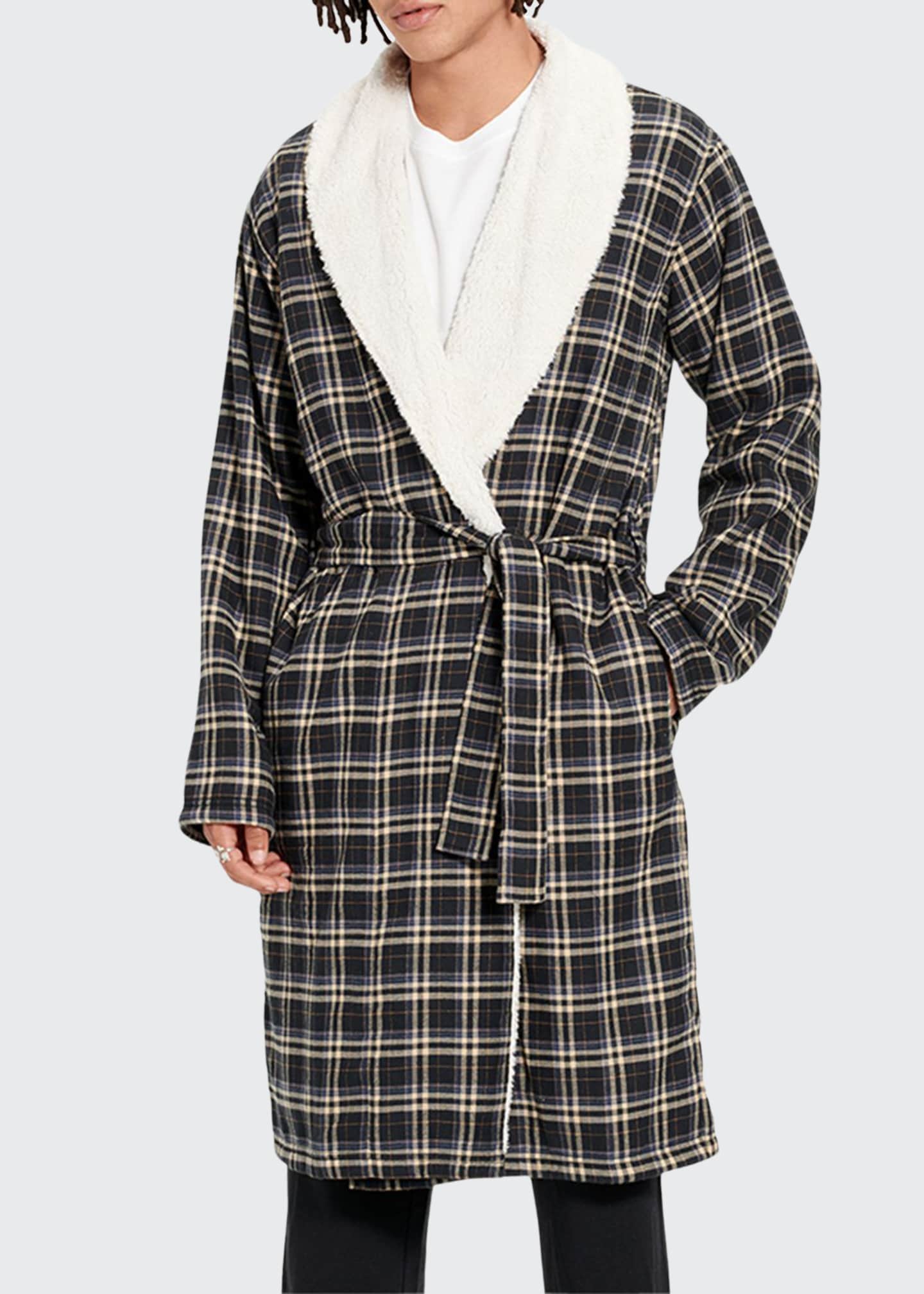 UGG Men's Kalib FleeceLined Plaid Robe Bergdorf Goodman