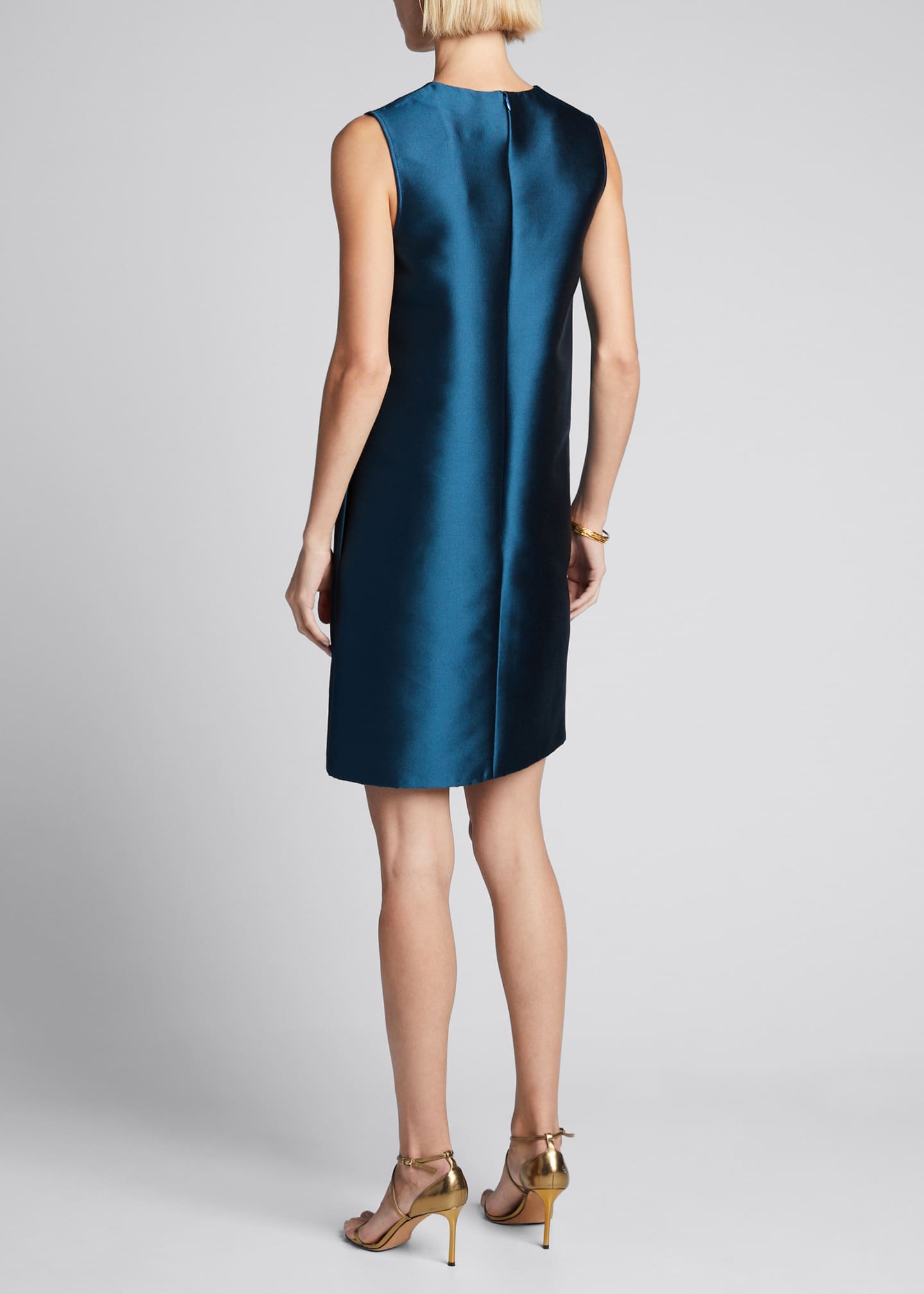 sleeveless silk shift dress