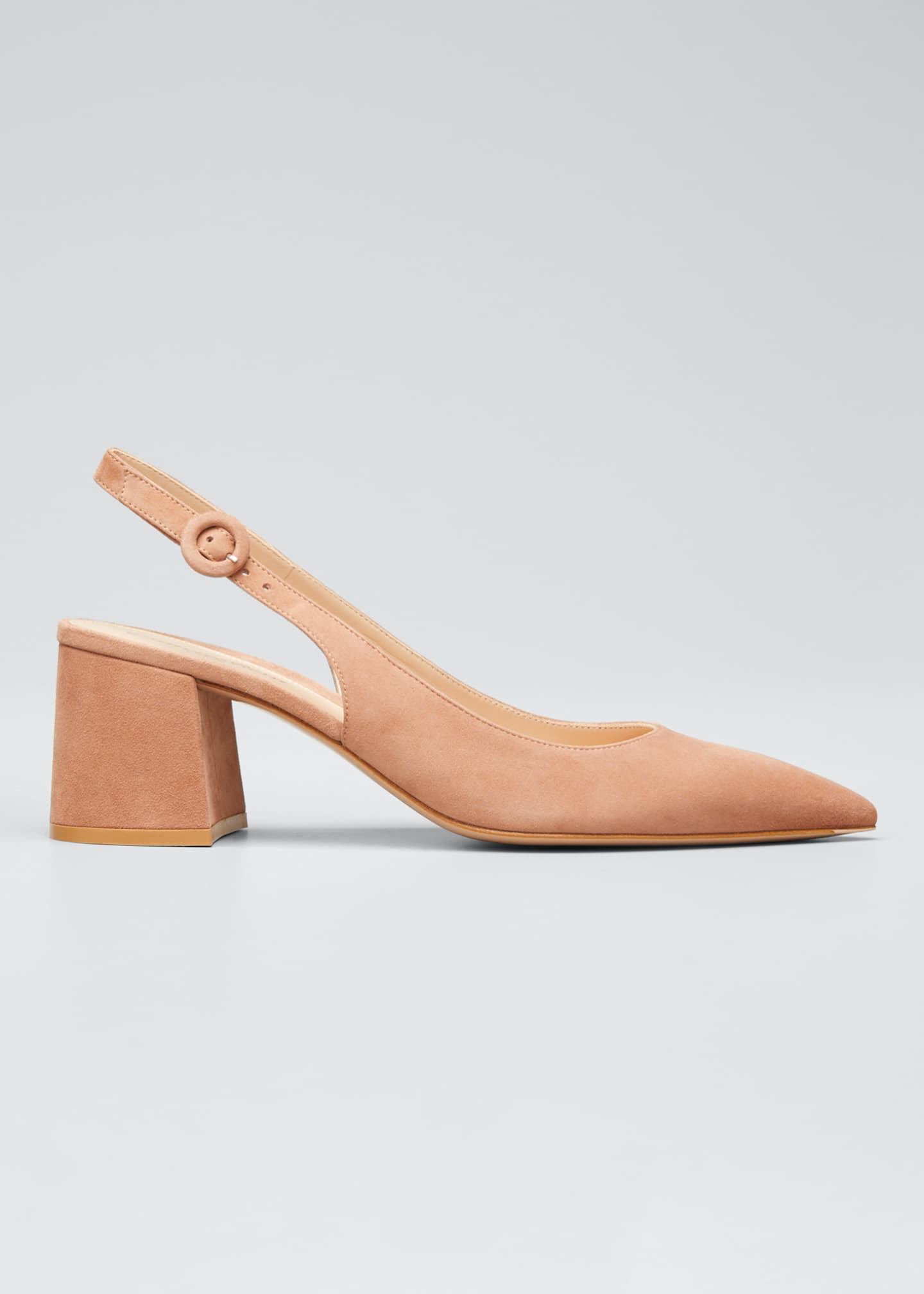 tan suede block heel pumps