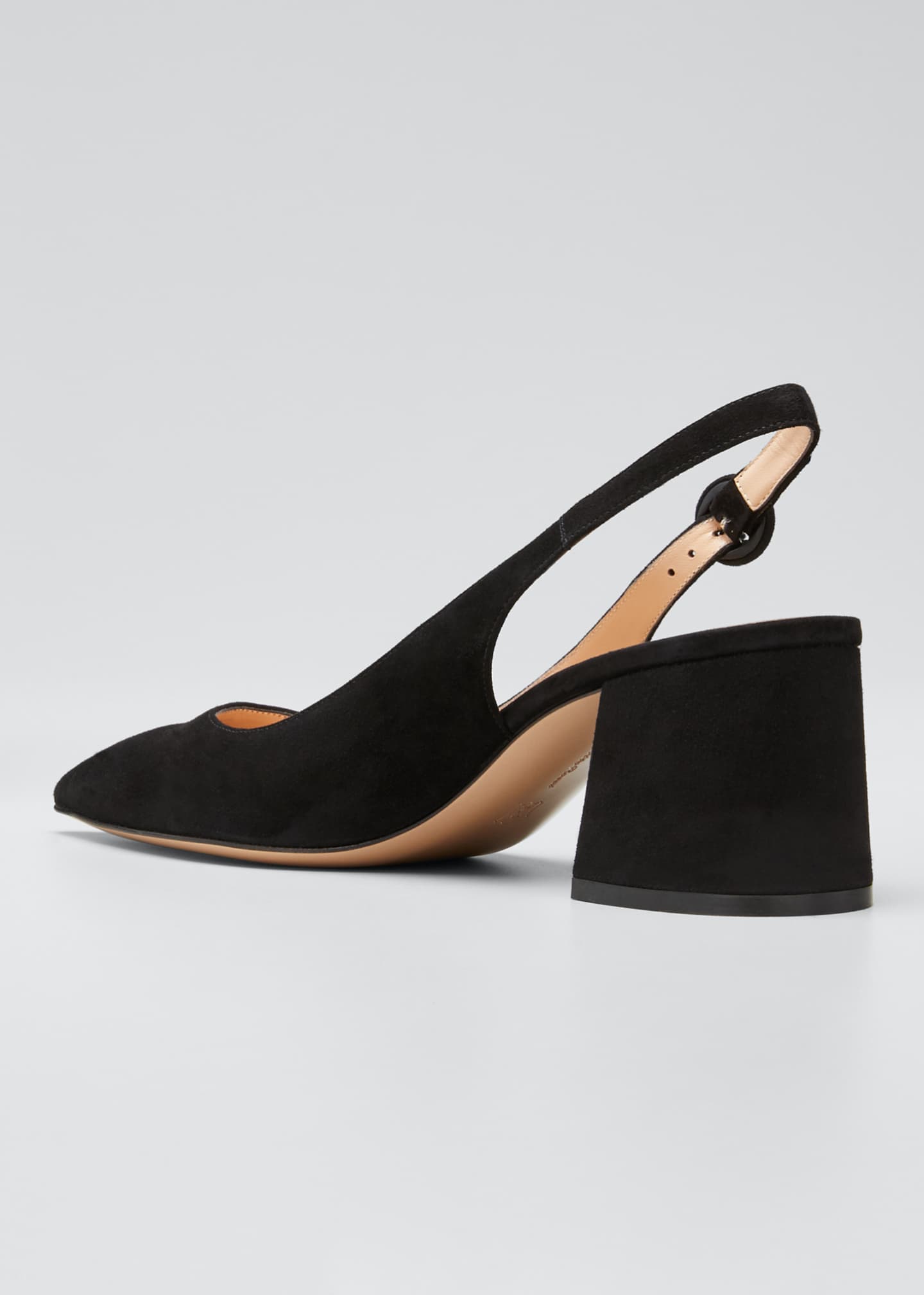 Gianvito Rossi Suede Block-Heel Point-Toe Slingback Pumps - Bergdorf