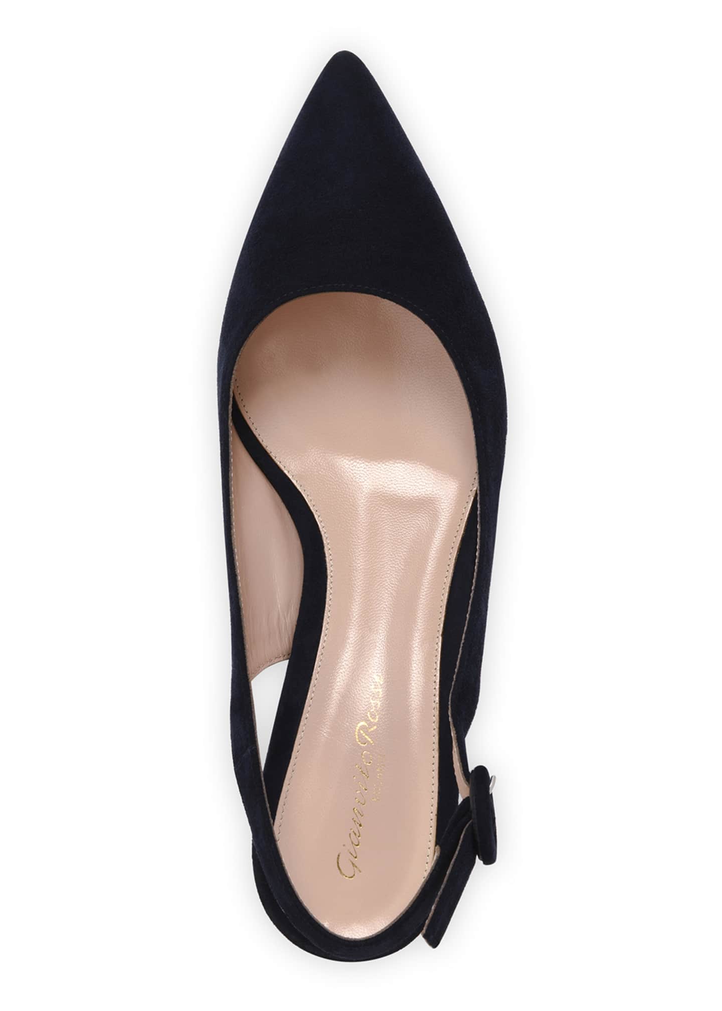 Gianvito Rossi Suede BlockHeel PointToe Slingback Pumps Bergdorf
