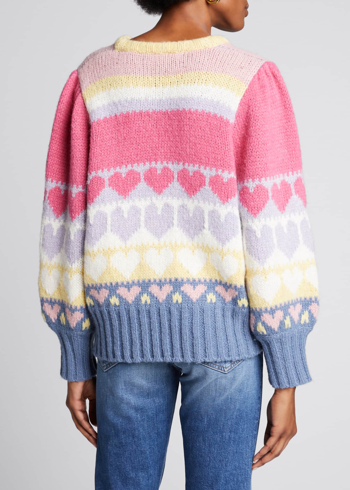 LoveShackFancy Shirelle Heart Intarsia Pullover Sweater Bergdorf Goodman