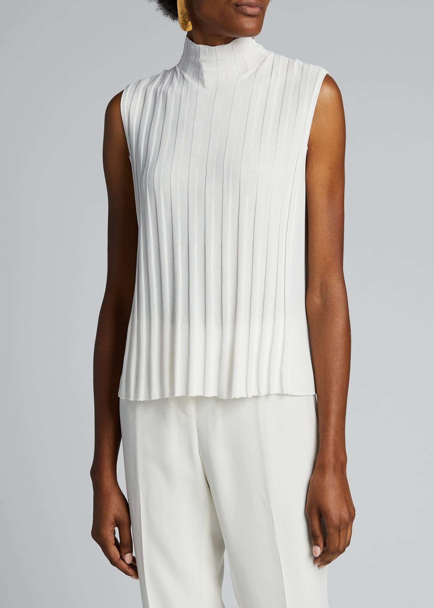 Vince Mixed Rib Sleeveless Turtleneck Top Bergdorf Goodman