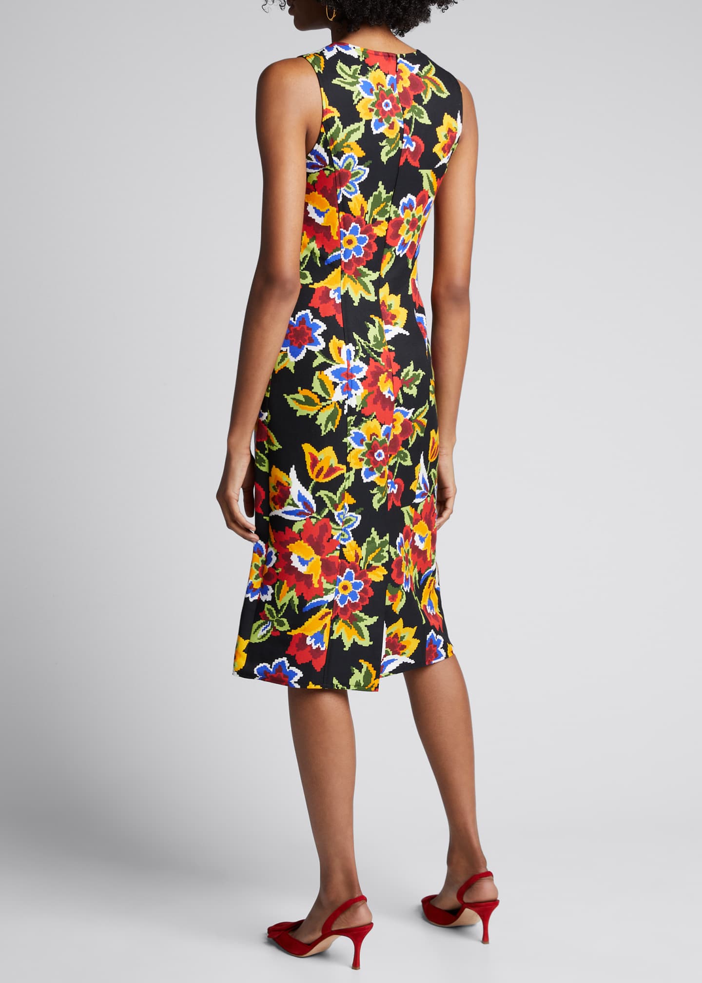 Carolina Herrera Floral Jacquard V-Neck Shift Dress - Bergdorf Goodman
