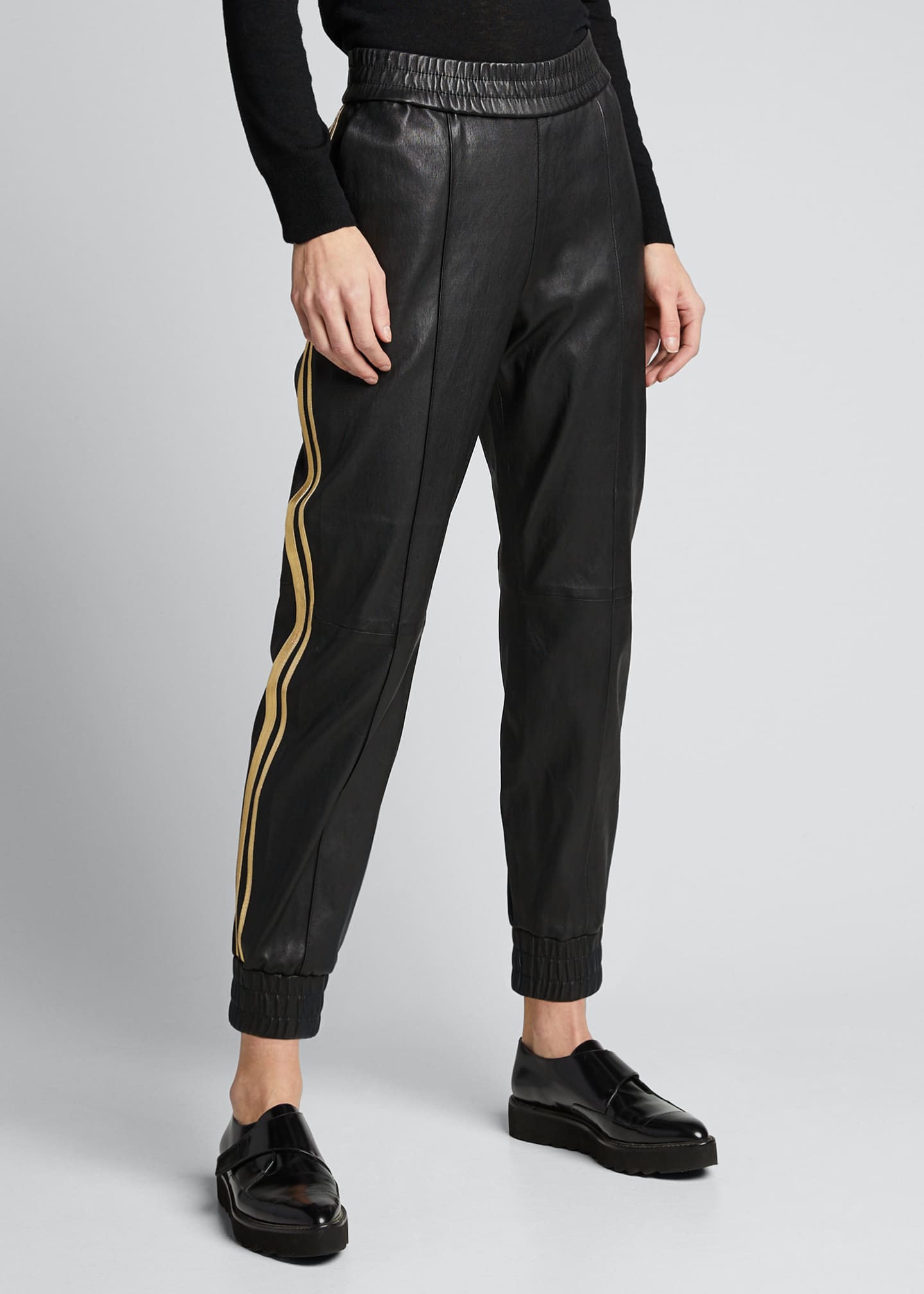 SPRWMN Athletic Leather Side-Stripe Joggers - Bergdorf Goodman
