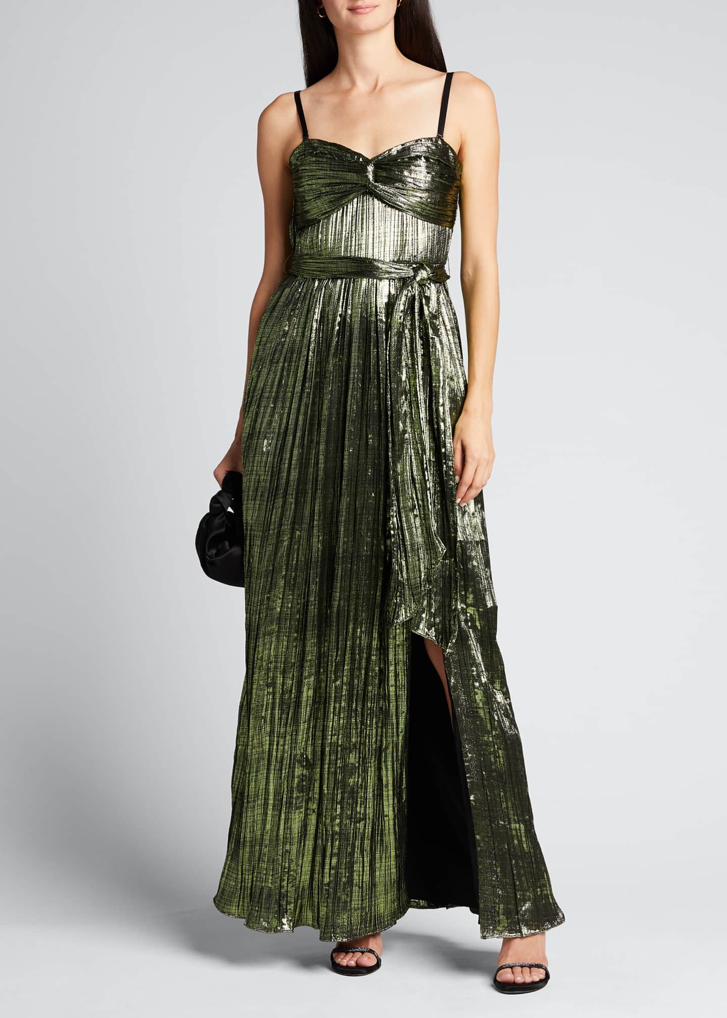 strapless metallic dress