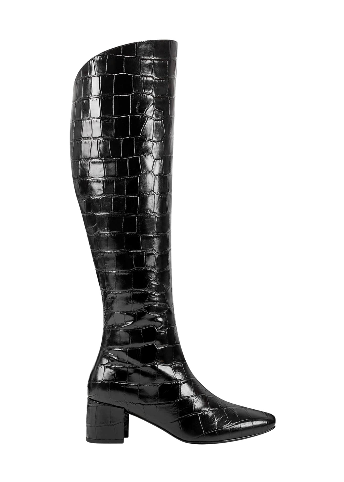 croc embossed leather boots