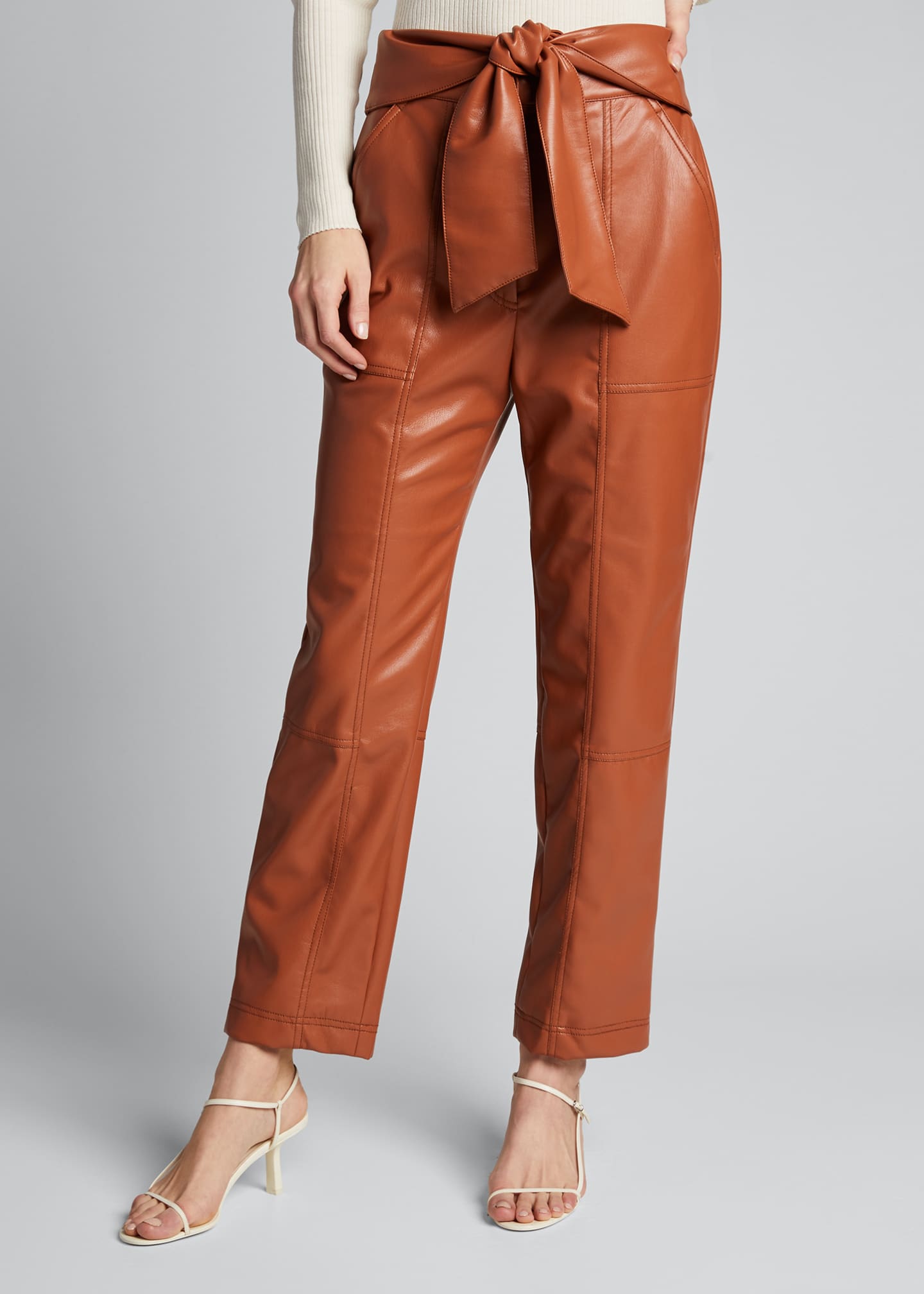 green tie waist pants