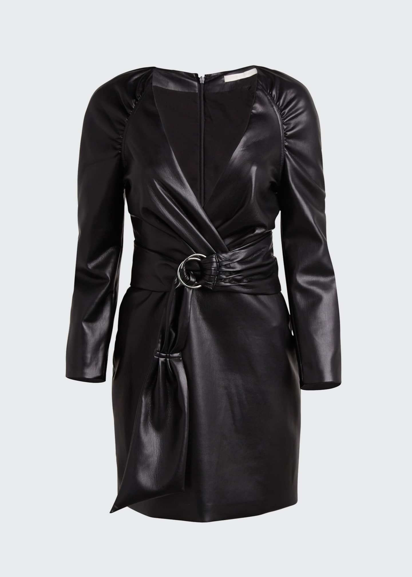 Jonathan Simkhai Vegan Leather Long-Sleeve Wrap Dress - Bergdorf Goodman