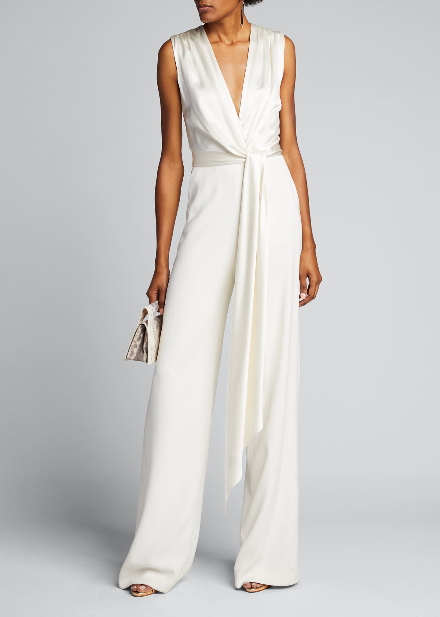 Jonathan Simkhai Satin Combo Wrap Jumpsuit - Bergdorf Goodman