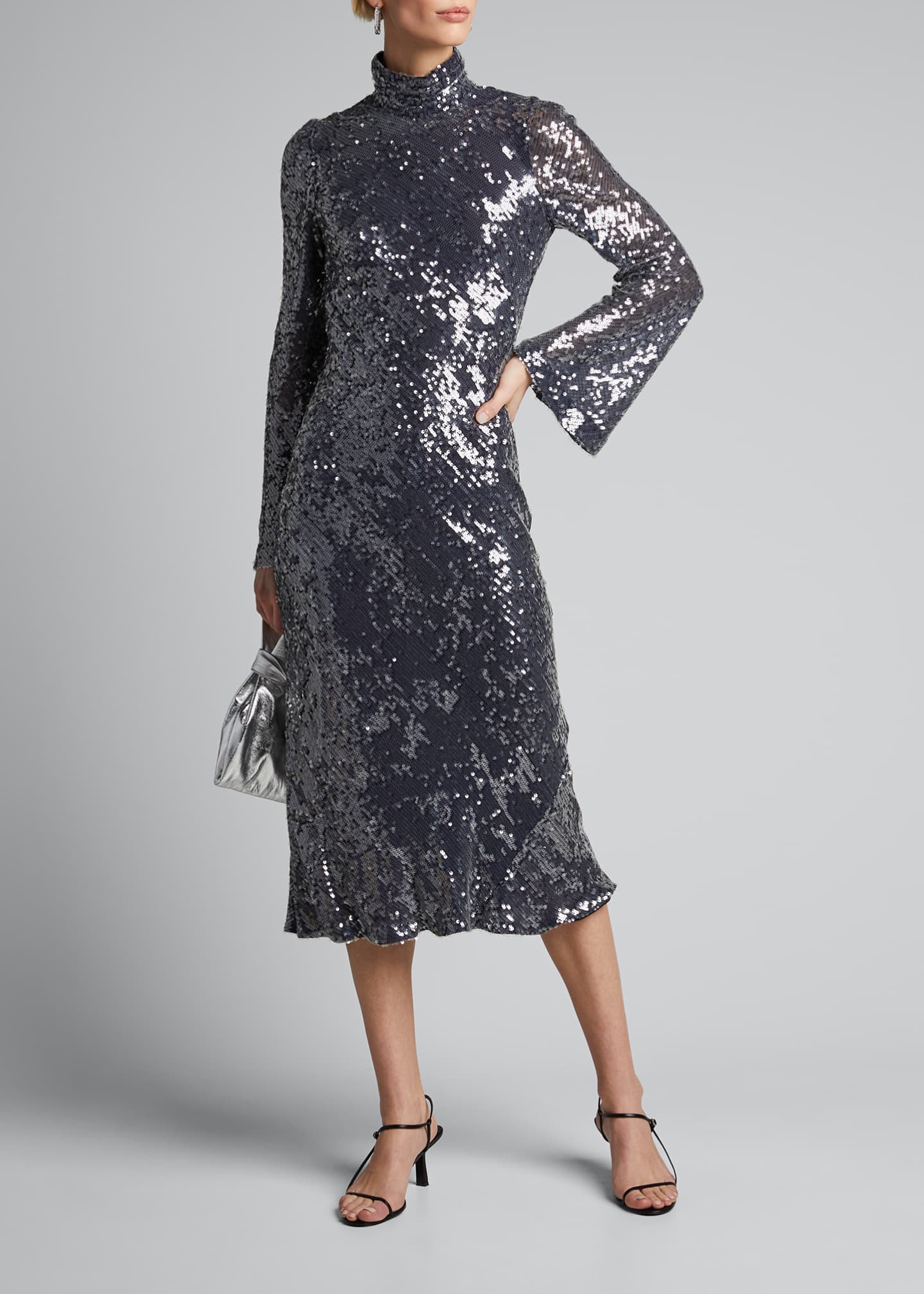 Pamella Roland Ostrich Feather Ombre Sequin Embroidered Cocktail Dress