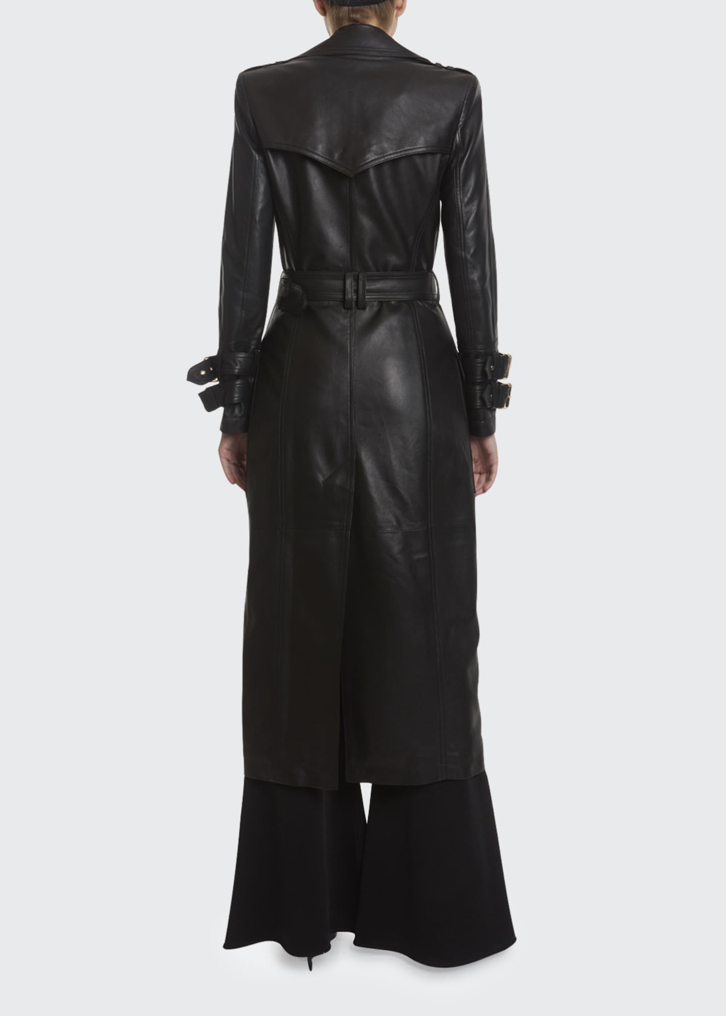 long leather trench coat