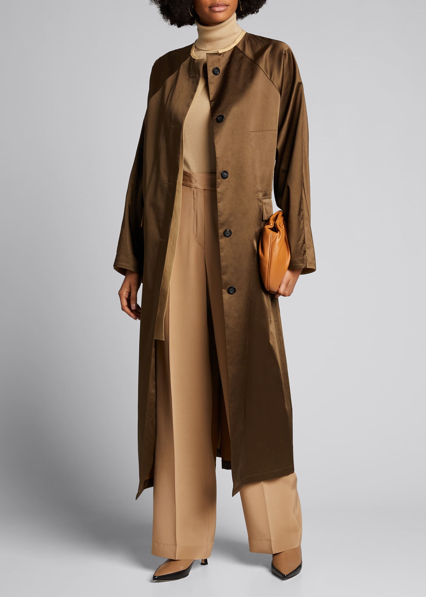 Akris punto Long Gabardine Blazer Coat, Camel
