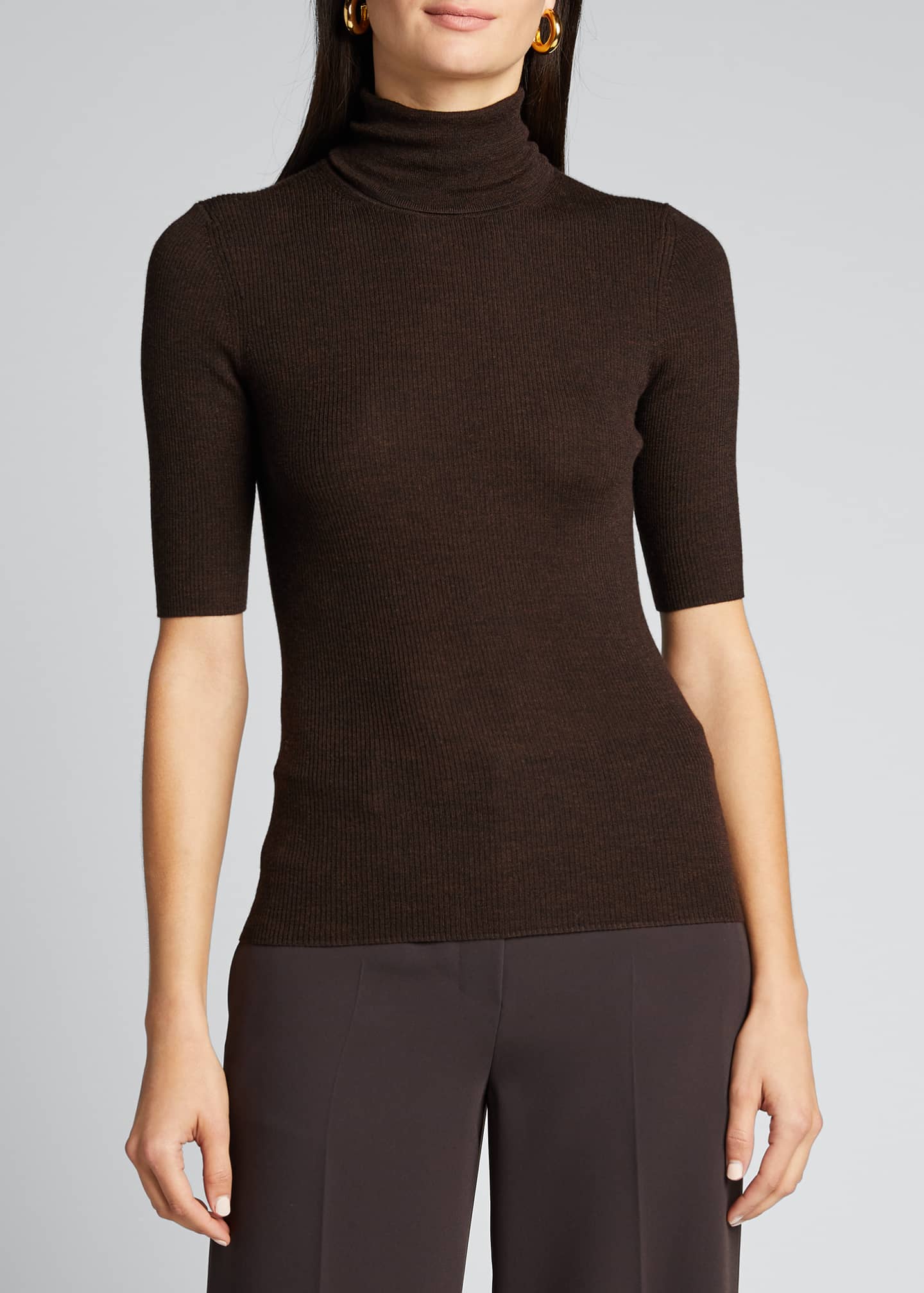 Theory Leenda Slim Regal Wool ElbowSleeve Turtleneck Sweater