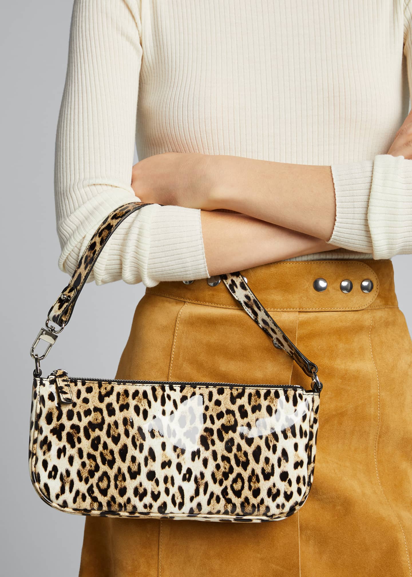 BY FAR Rachel Patent Leopard Shoulder Bag Bergdorf Goodman