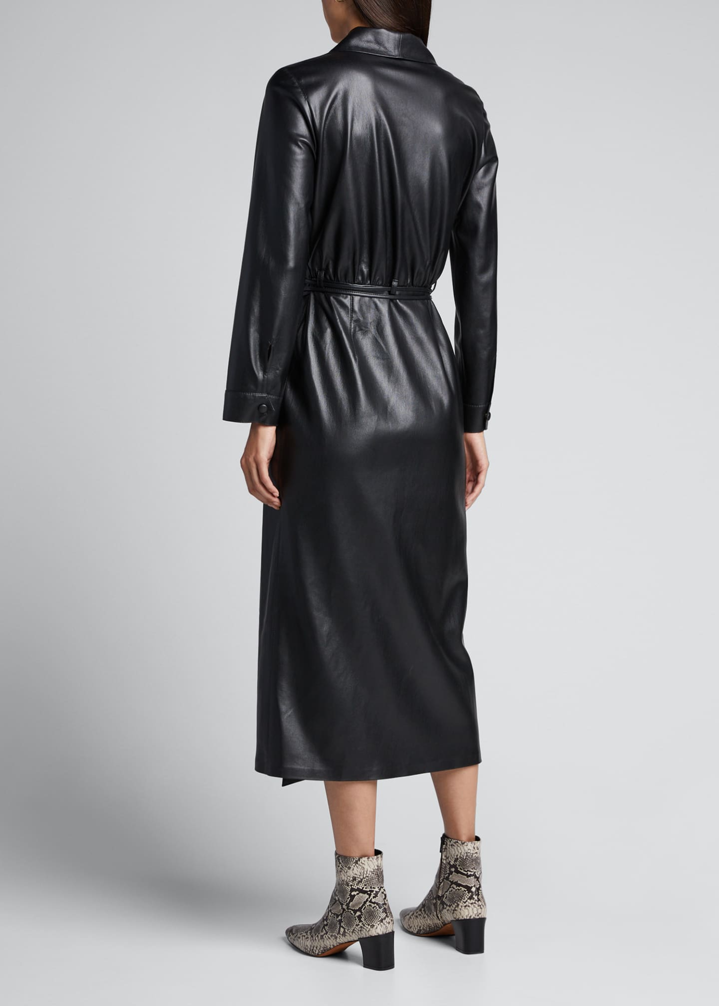 Nanushka Emery Shawl-Collar Belted Vegan Leather Dress - Bergdorf Goodman
