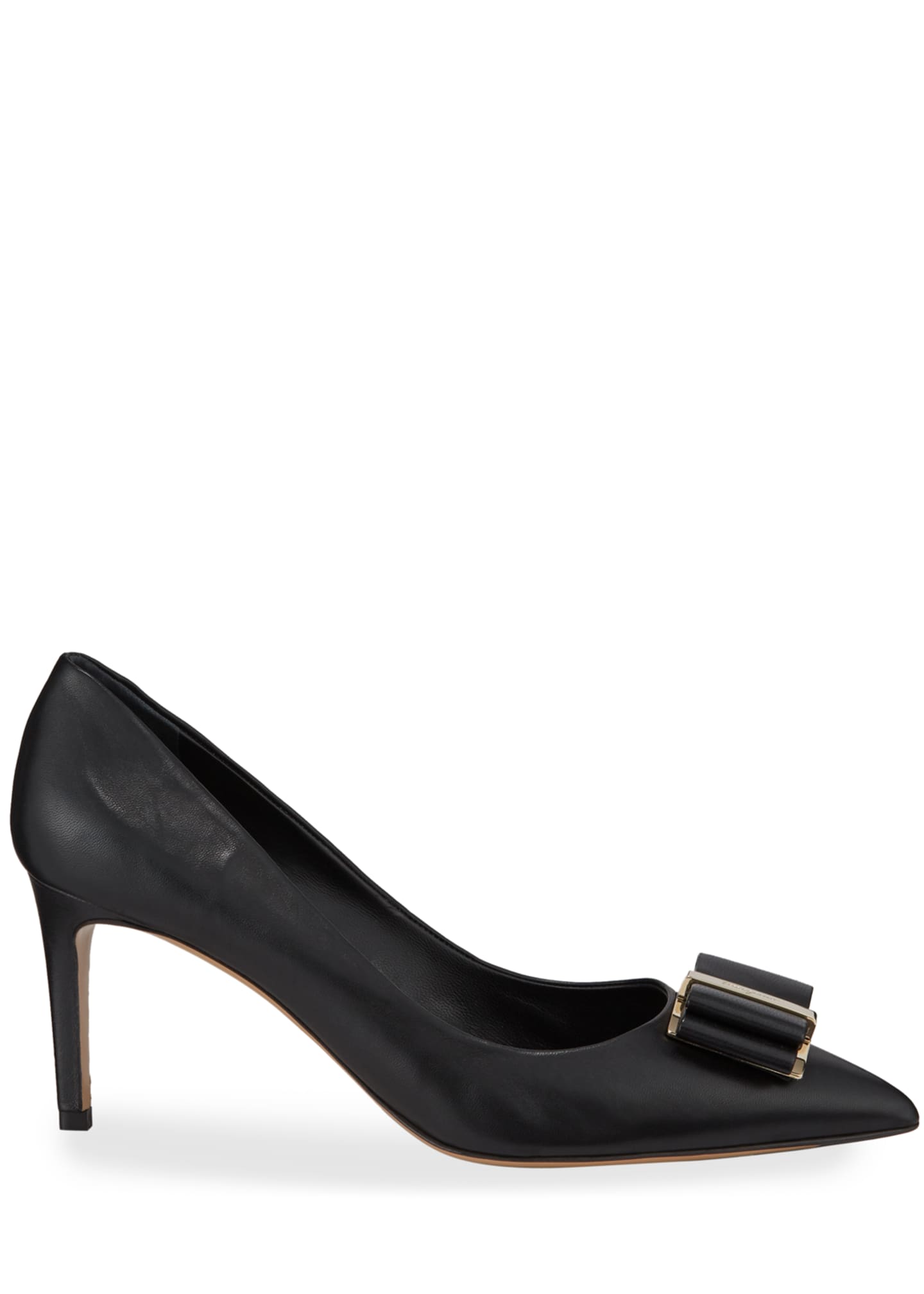 Salvatore Ferragamo Zeri Mid-Heel Leather Bow Pumps - Bergdorf Goodman