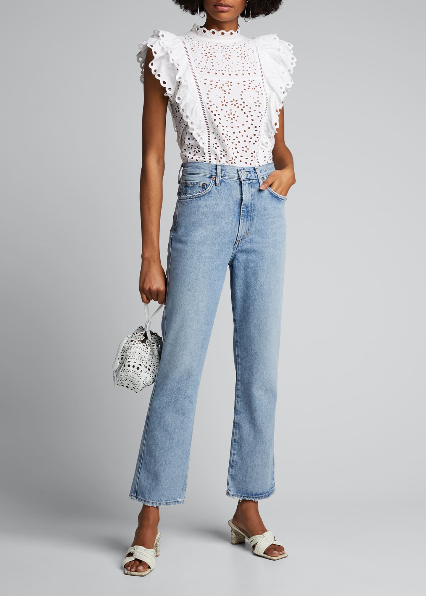 AGOLDE Pinched-Waist Cropped Straight Jeans - Bergdorf Goodman