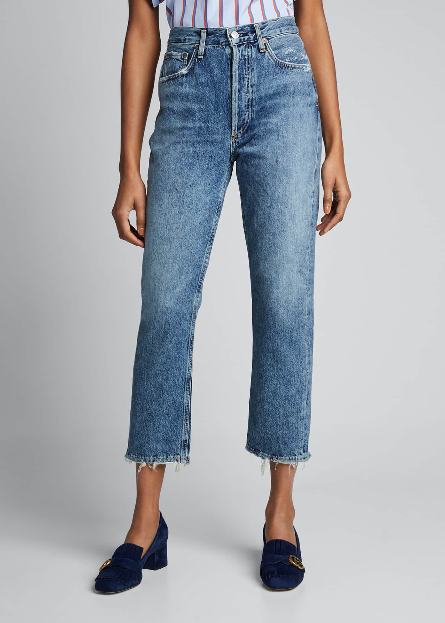 riley high rise straight crop in black pepper