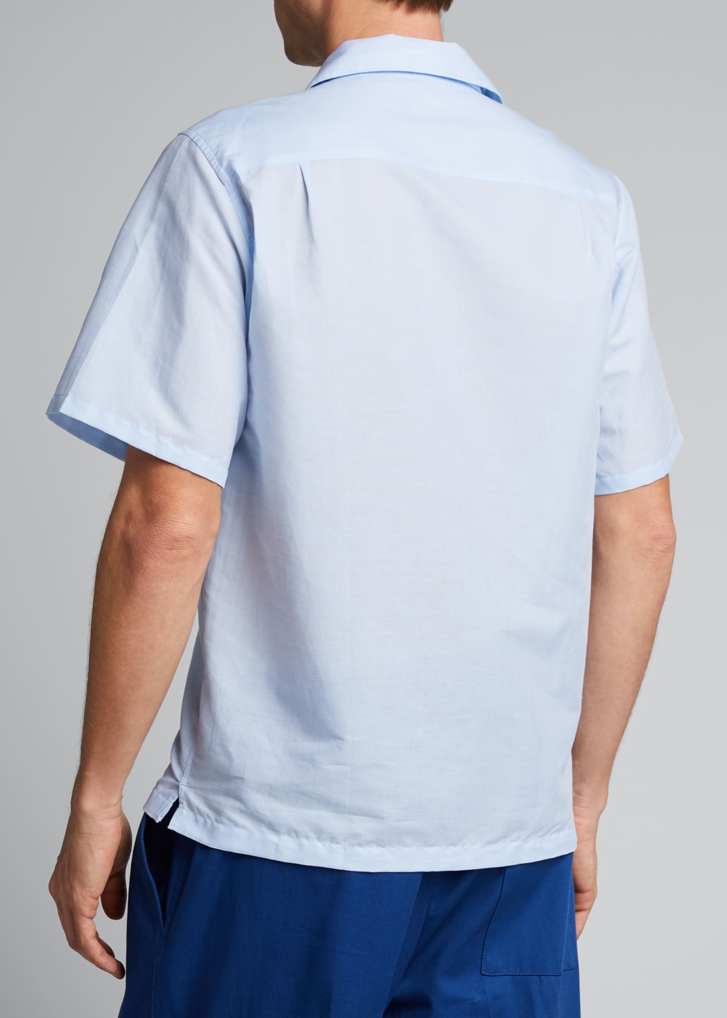 Kenzo Men's Linen-Cotton Camp Shirt w/ Pocket - Bergdorf Goodman
