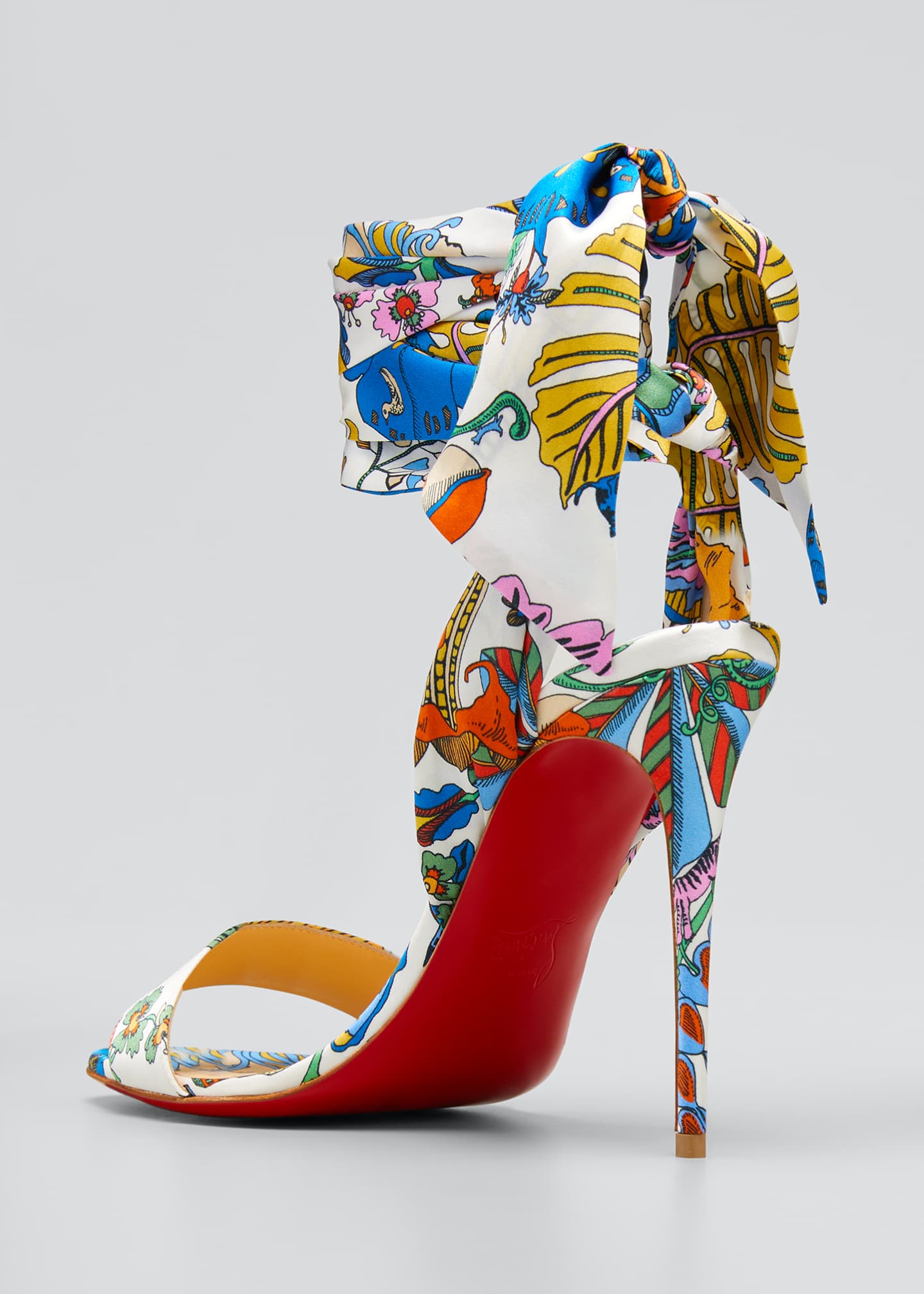 Christian Louboutin Sandale Du Desert Floral Red Sole Sandals Bergdorf Goodman