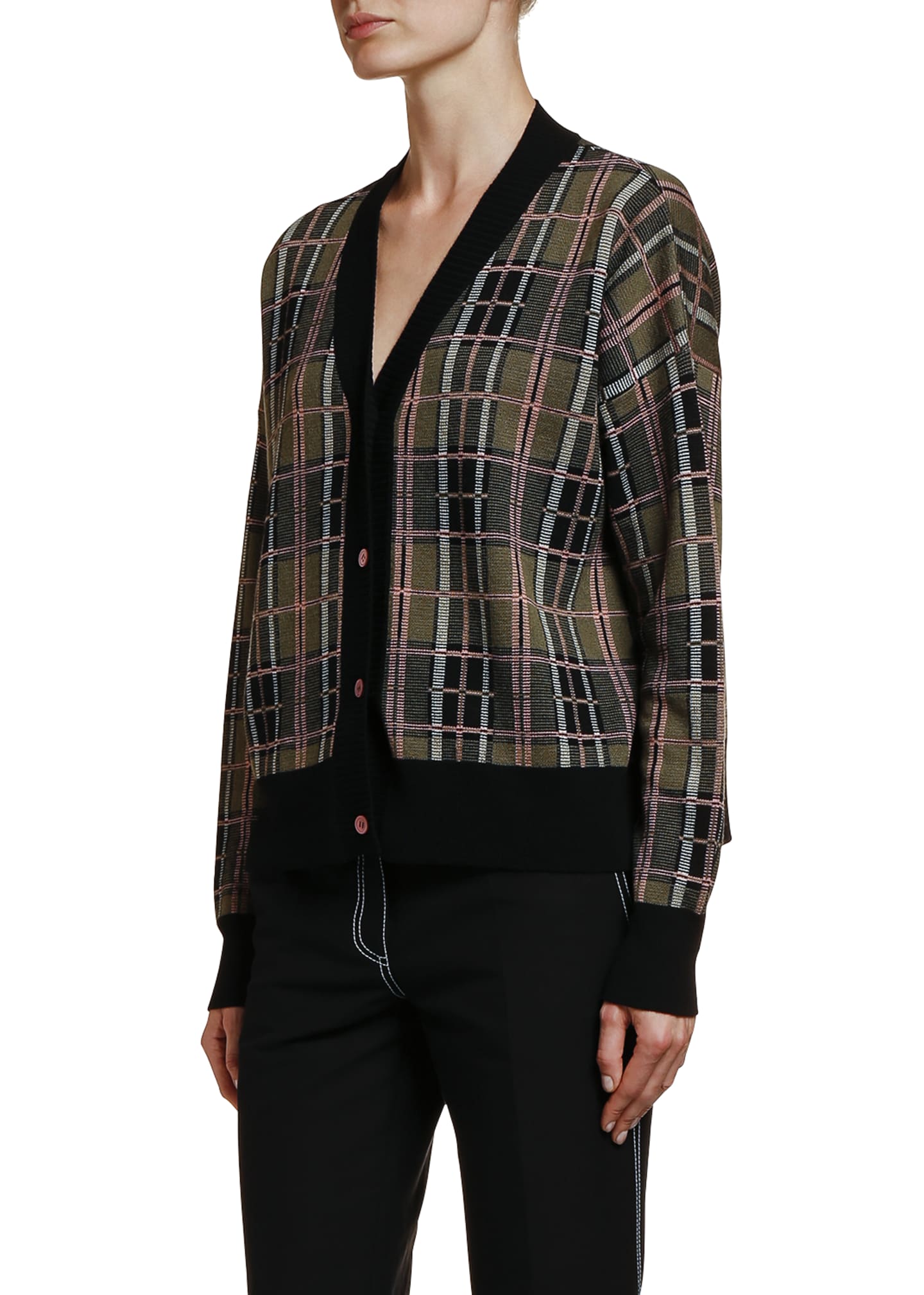 plaid button front cardigan