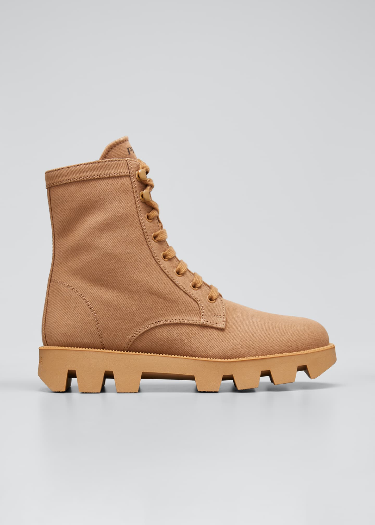 Prada Lug-Sole Canvas Combat Boots - Bergdorf Goodman