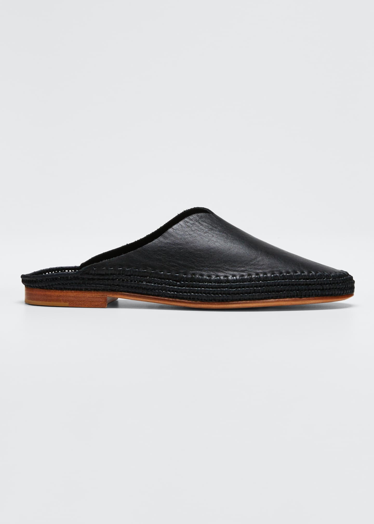 raffia flat mules