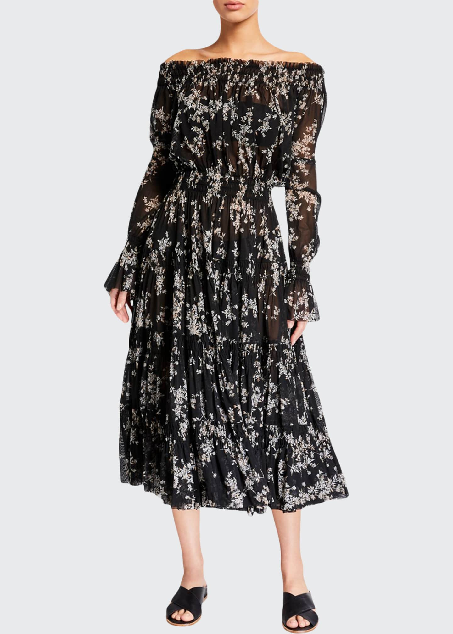 Peter Pilotto CrochetTrim OfftheShoulder Peasant Dress, Indigo