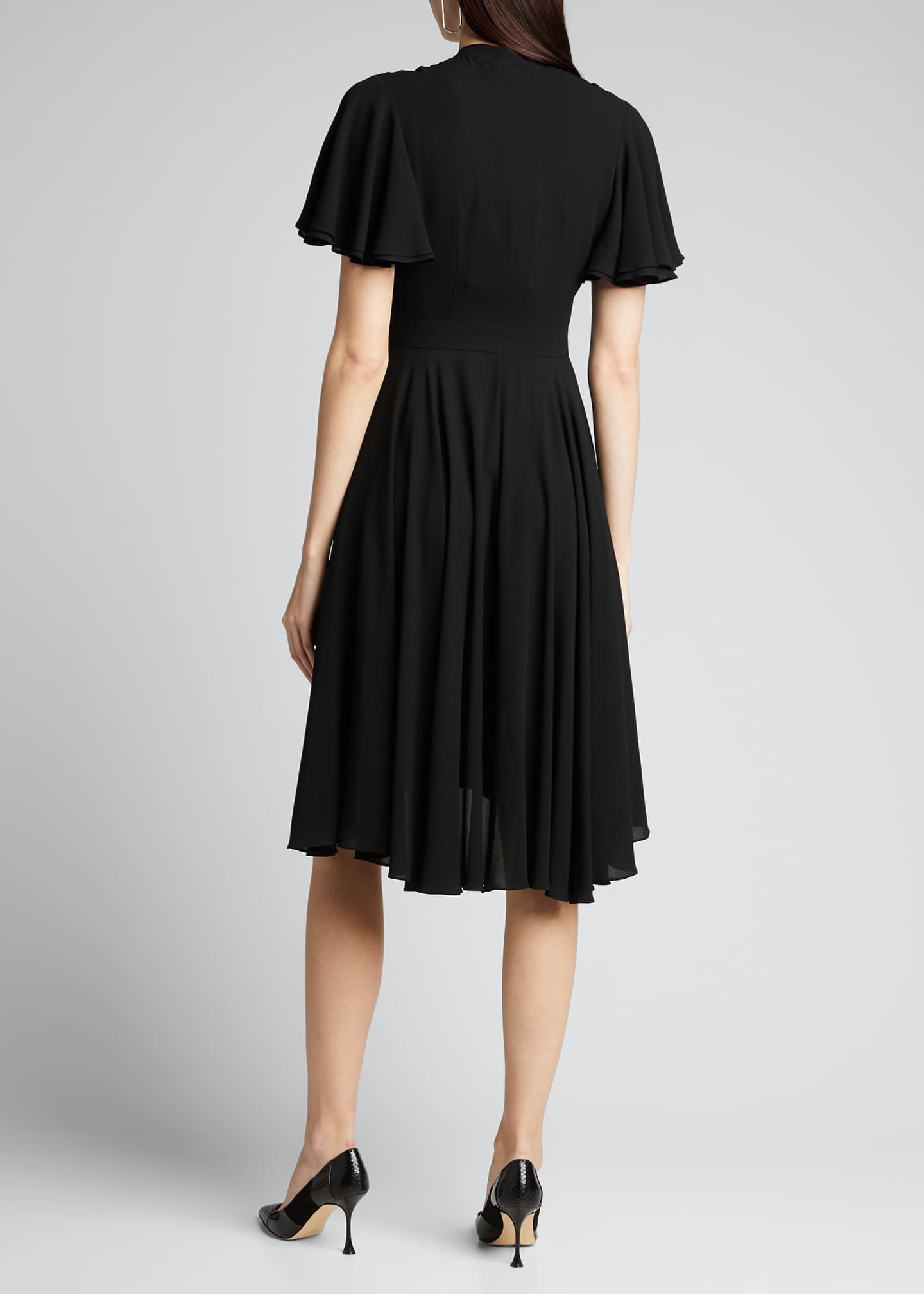 Alexander McQueen Georgette Flutter-Sleeve Silk Dress - Bergdorf Goodman