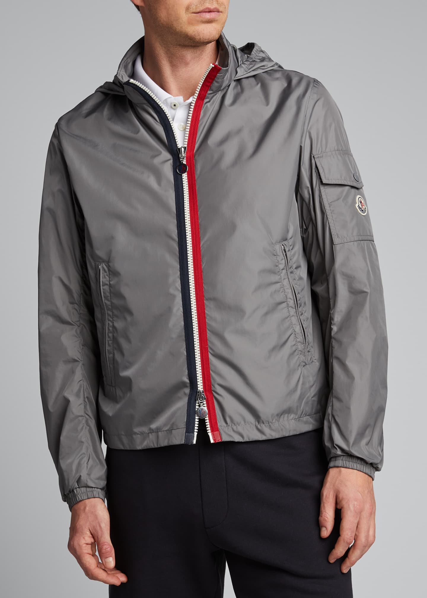 Moncler Men's Keralle Nylon Jacket w/ Signature Stripes - Bergdorf Goodman