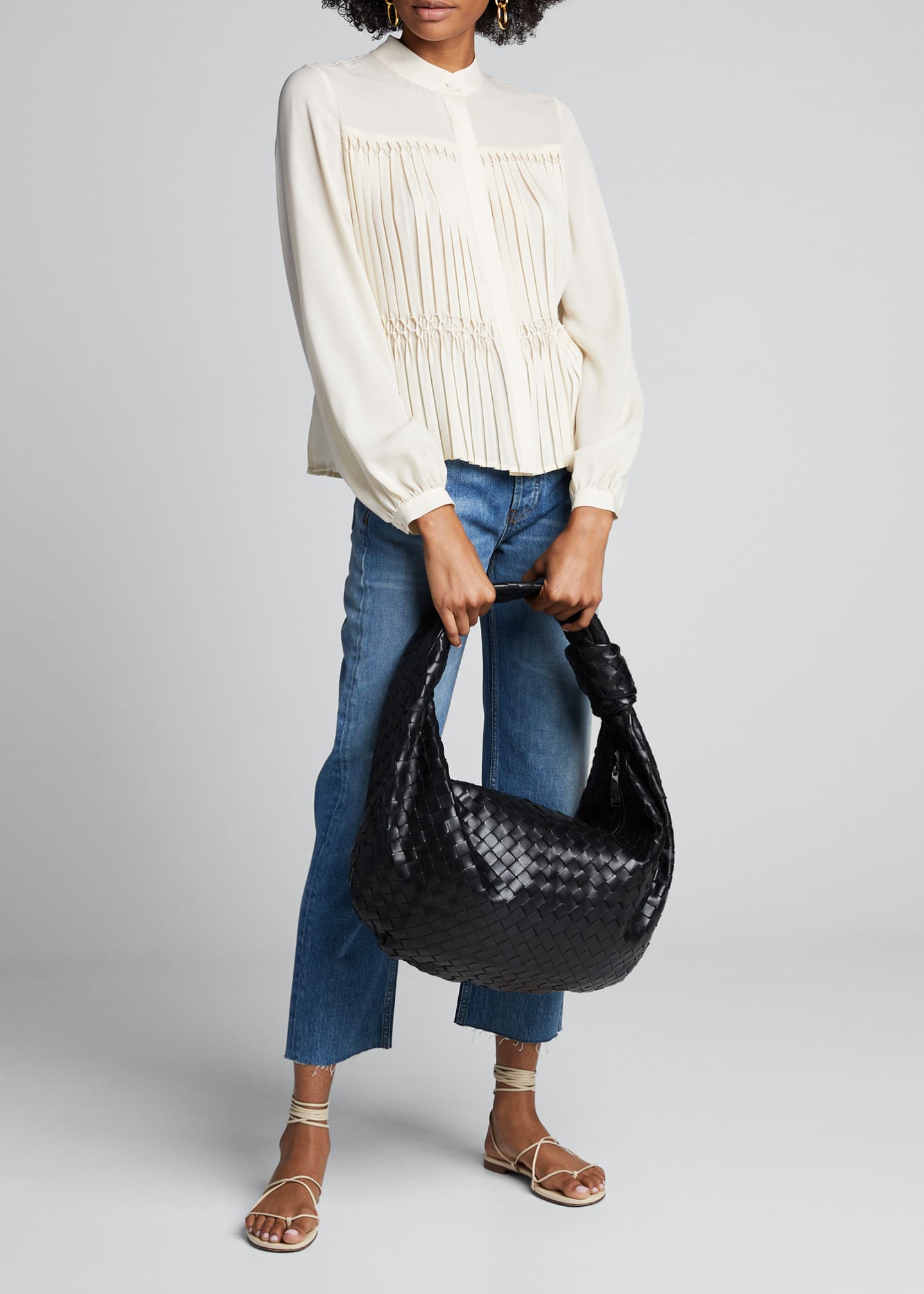 Bottega Veneta The Jodie Large Intrecciato Woven Leather Hobo Bag