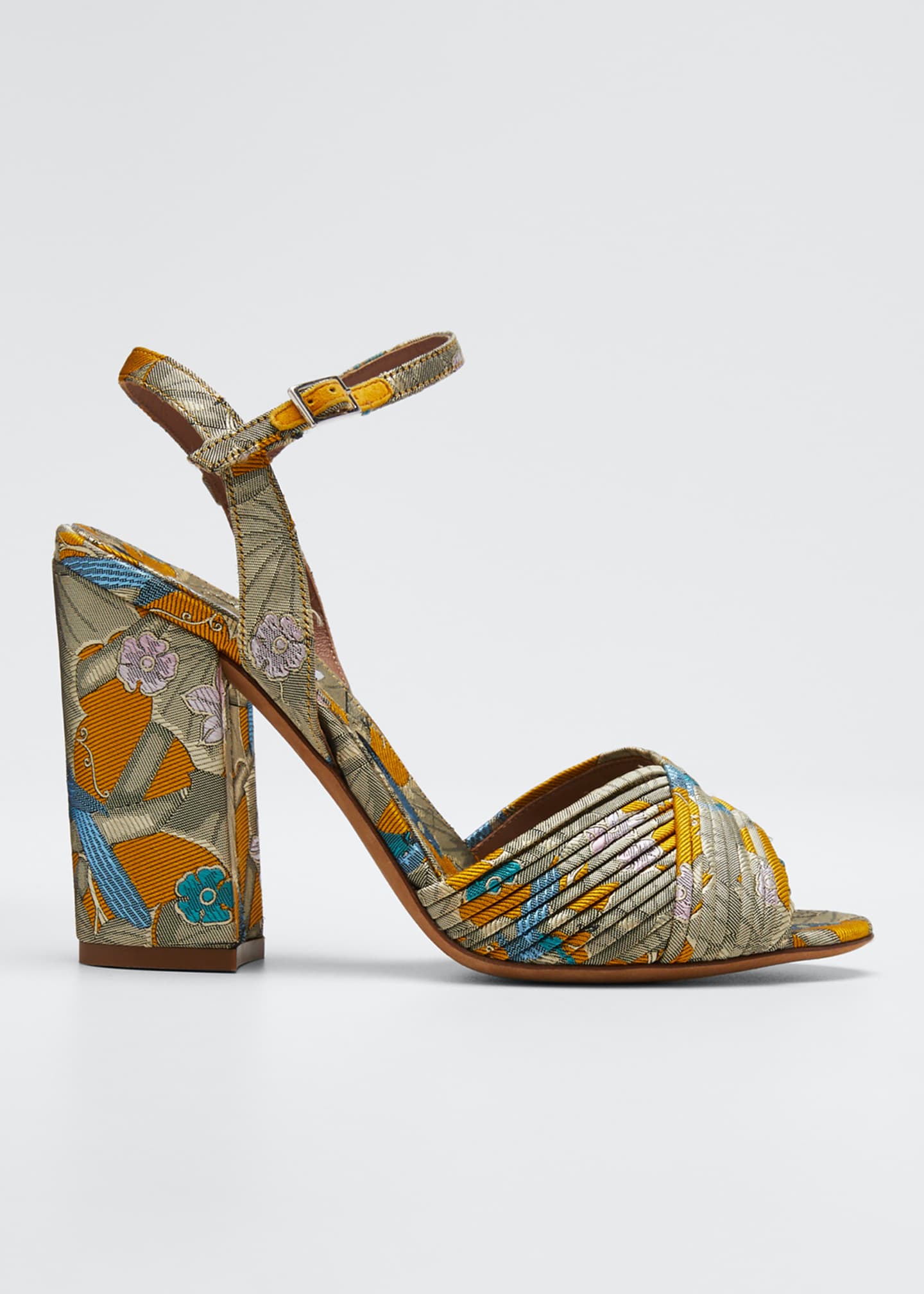 floral block heel sandals