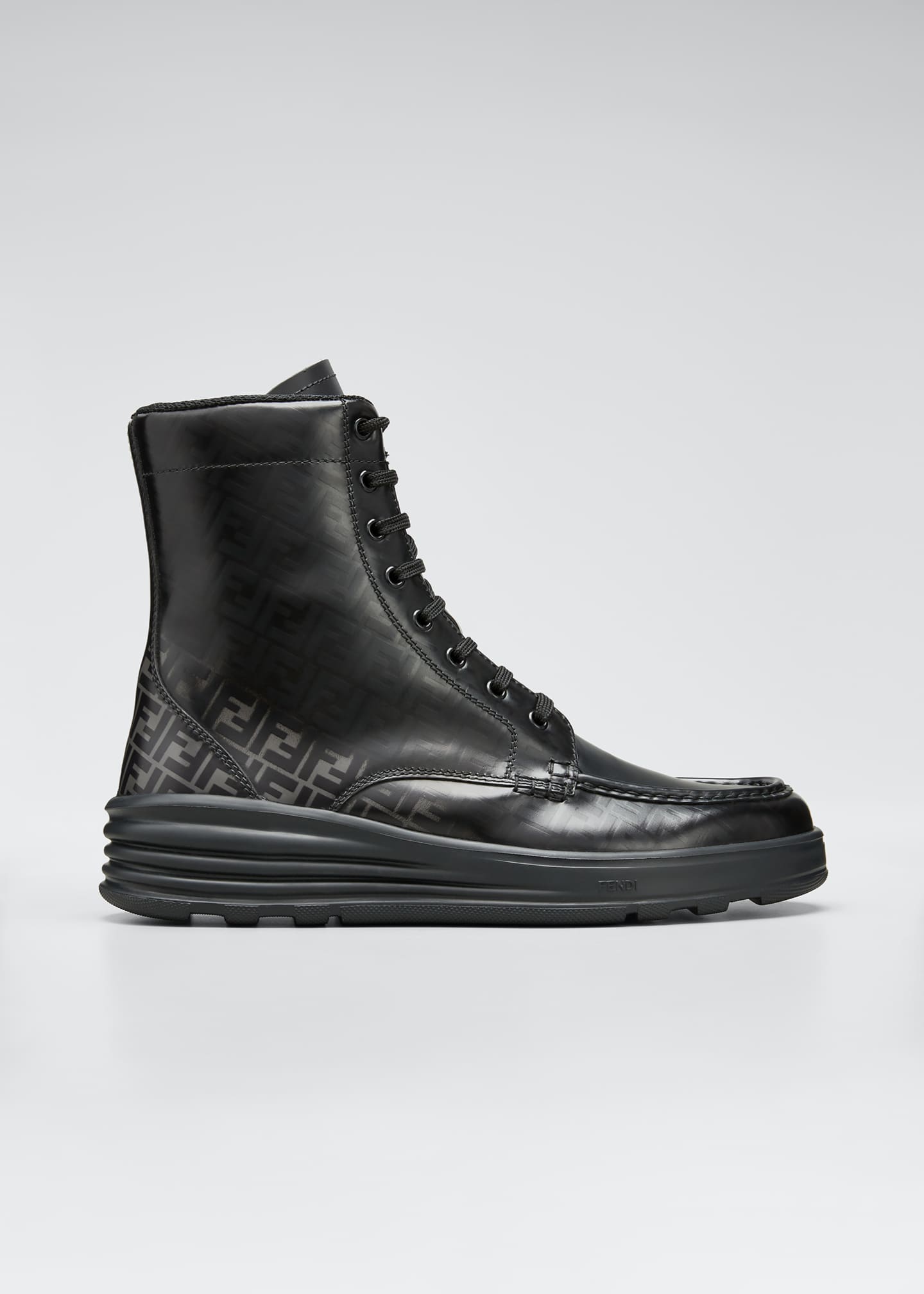 fendi leather combat boot with ff cuff