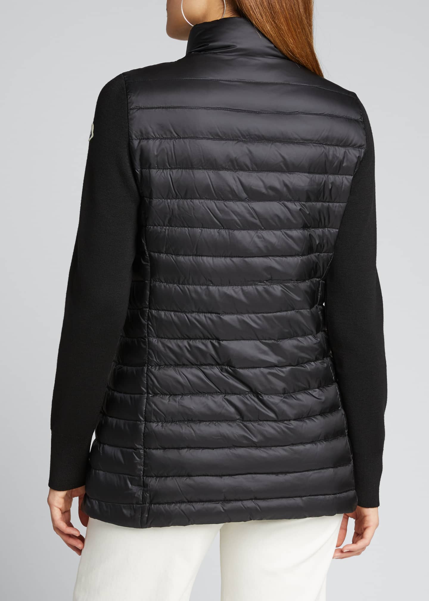 Moncler Long KnitSleeve Down Combo Jacket Bergdorf Goodman