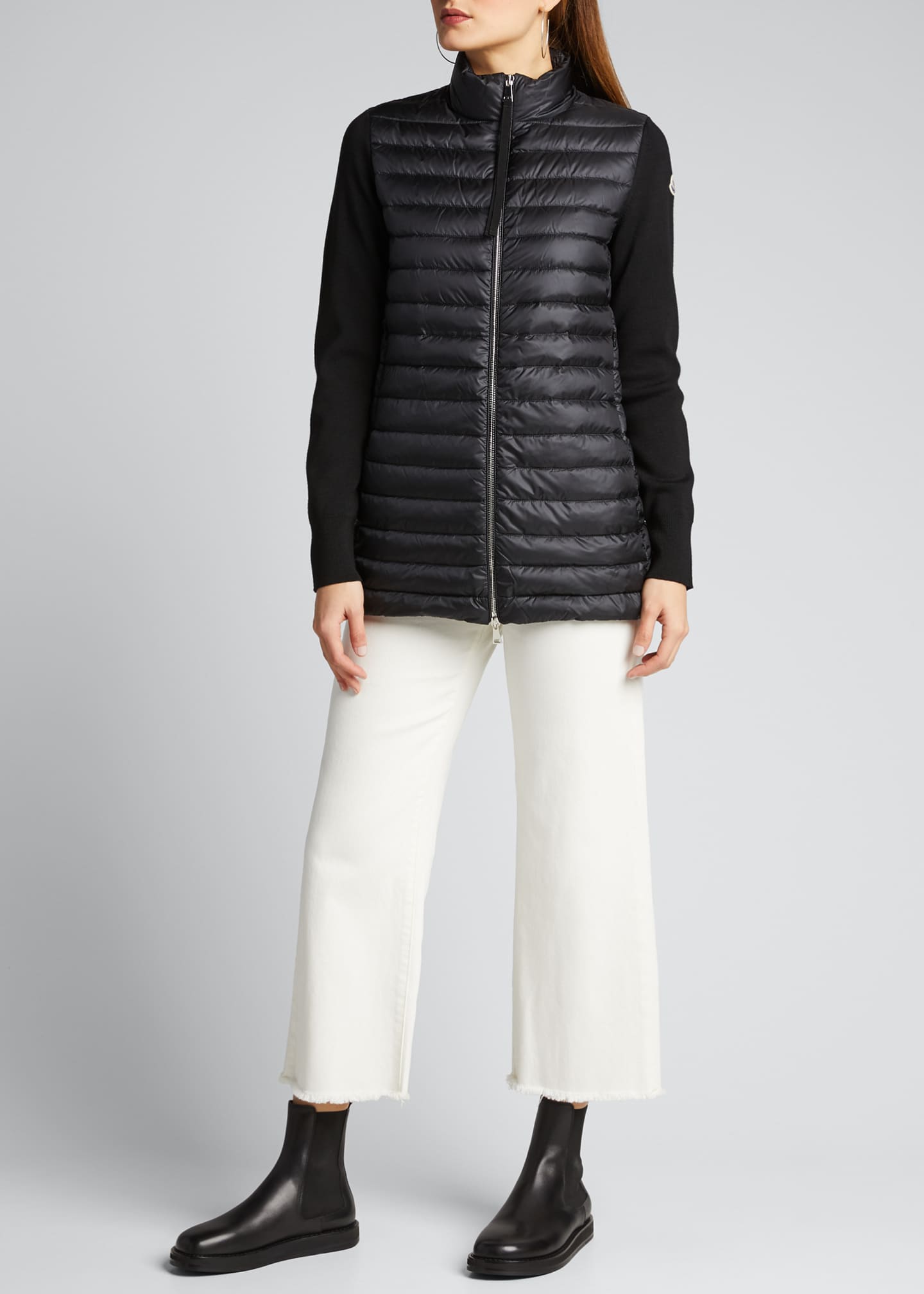 moncler long down knit combo jacket